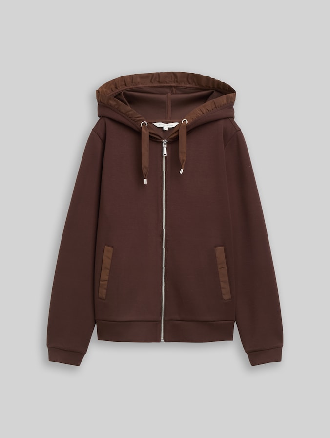 Veste à capuche en tissu scuba par Women, java dark brown