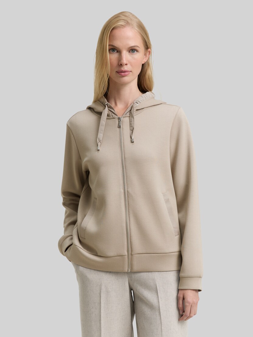 Hoodie Sweatjacke aus Scuba von Women, soft taupe grey