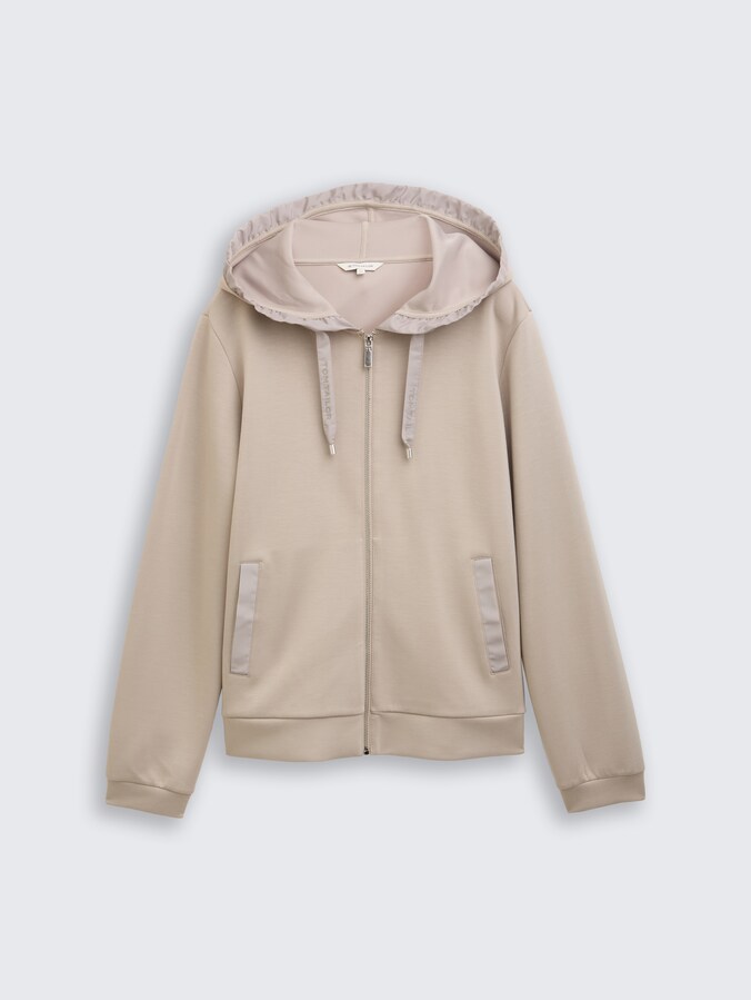 Hoodie Sweatjacke aus Scuba von Women, soft taupe grey