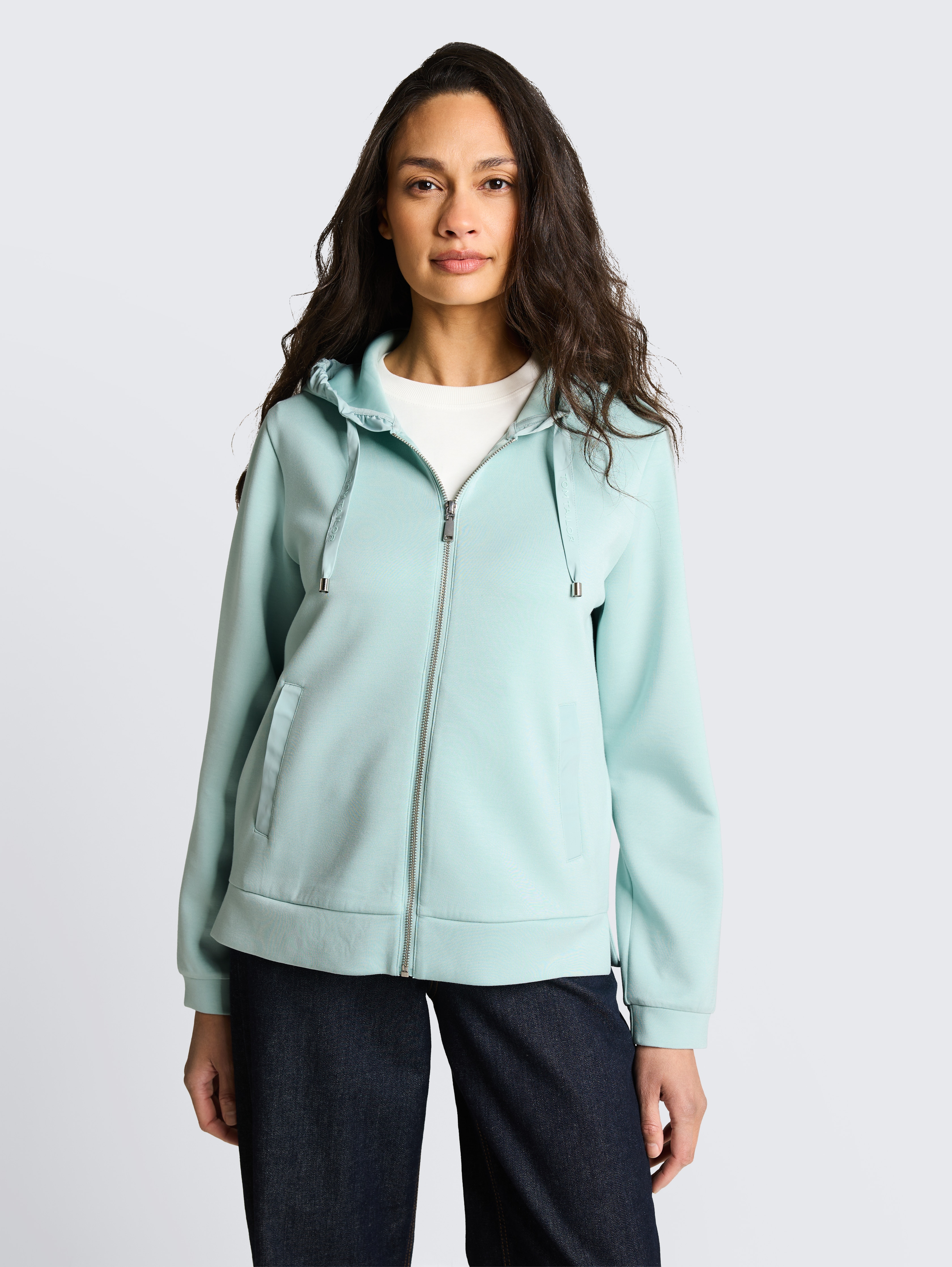 Hoodie Sweatjacke aus Scuba von Women, blue haze