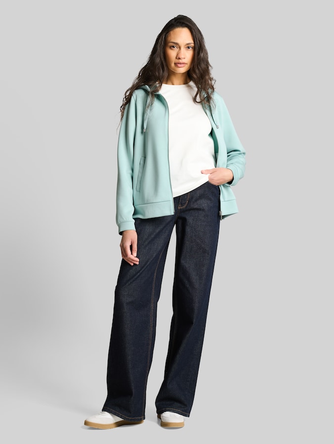 Hoodie-sweatjack van scuba door Women, blue haze