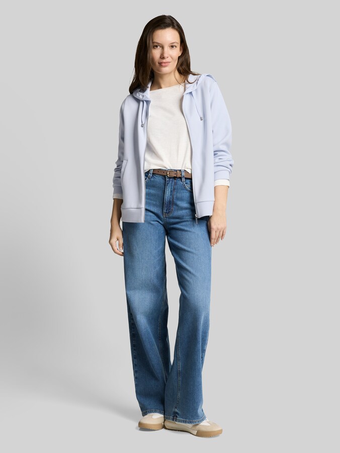 Hoodie-sweatjack van scuba door Women, soft dusty blue