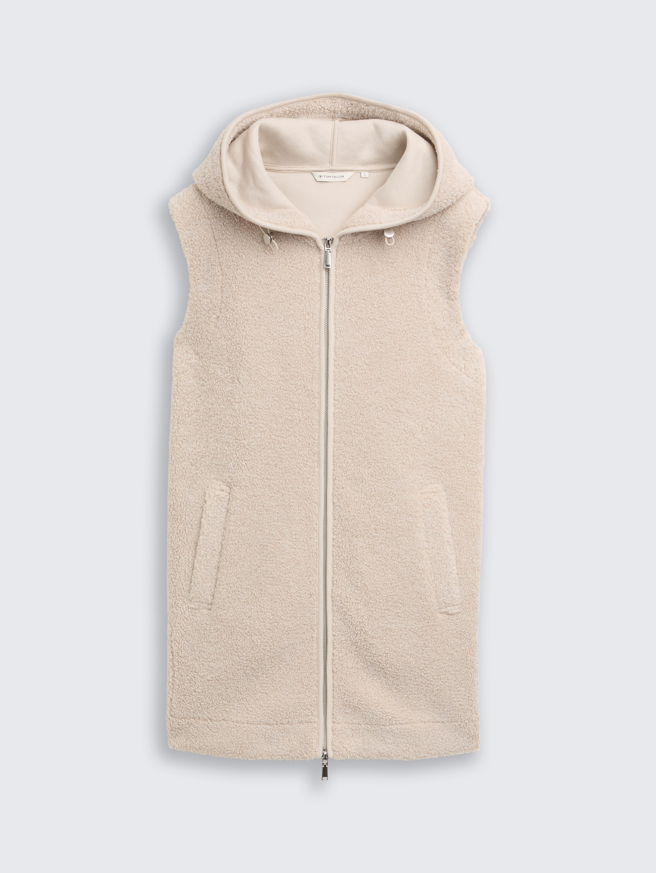 Teddy vest met capuchon - soft_taupe_grey_melange - 