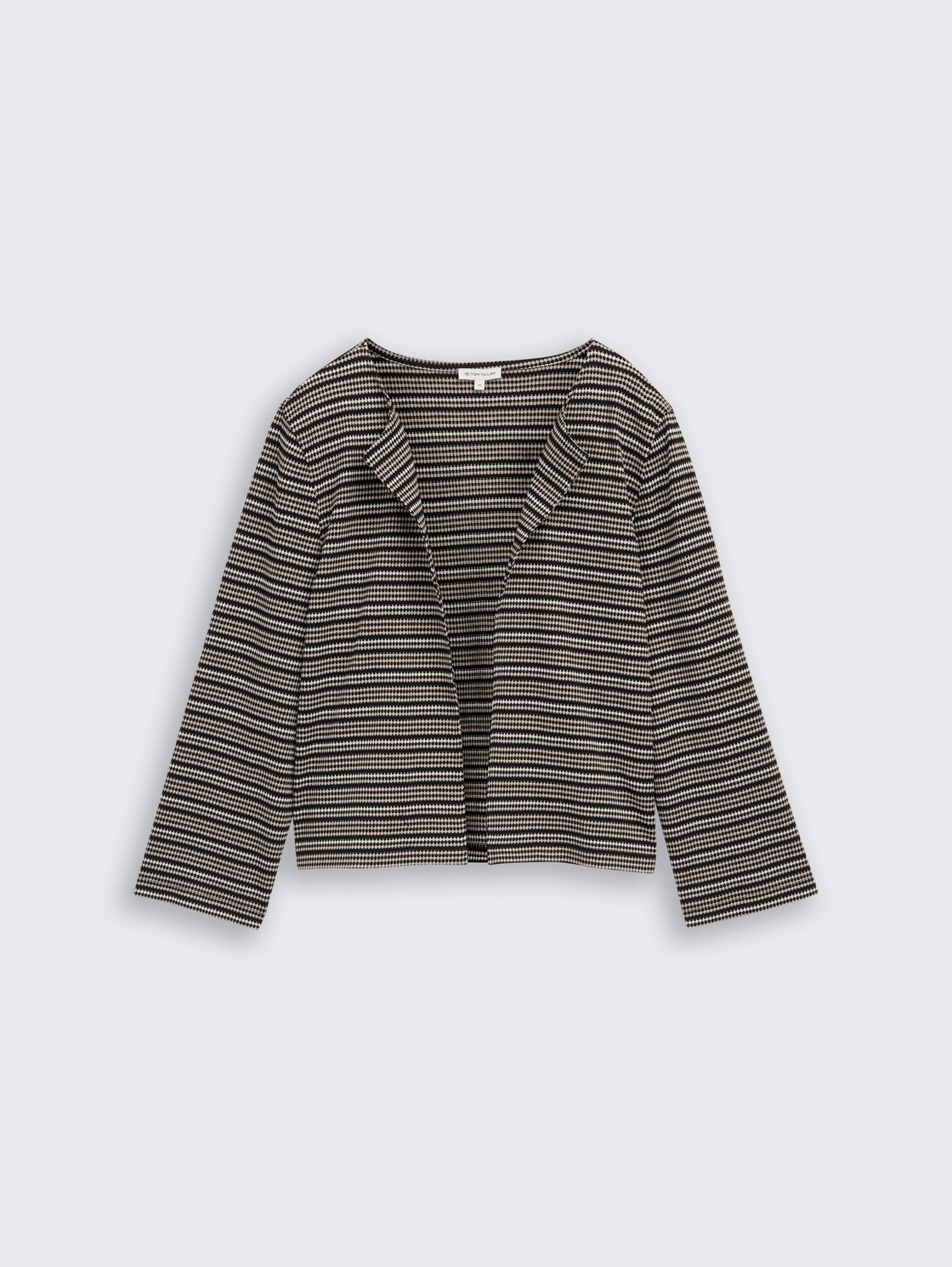 Boxy Fit Jacquard Cardigan - black knit structure stripe - Vorder-Produkt-Ansicht