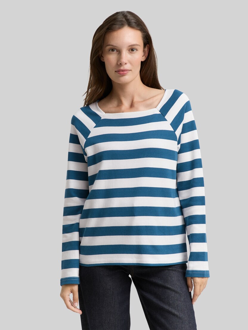 Langarmshirt mit Streifenmuster von Women, petrol blue offwhite stripe