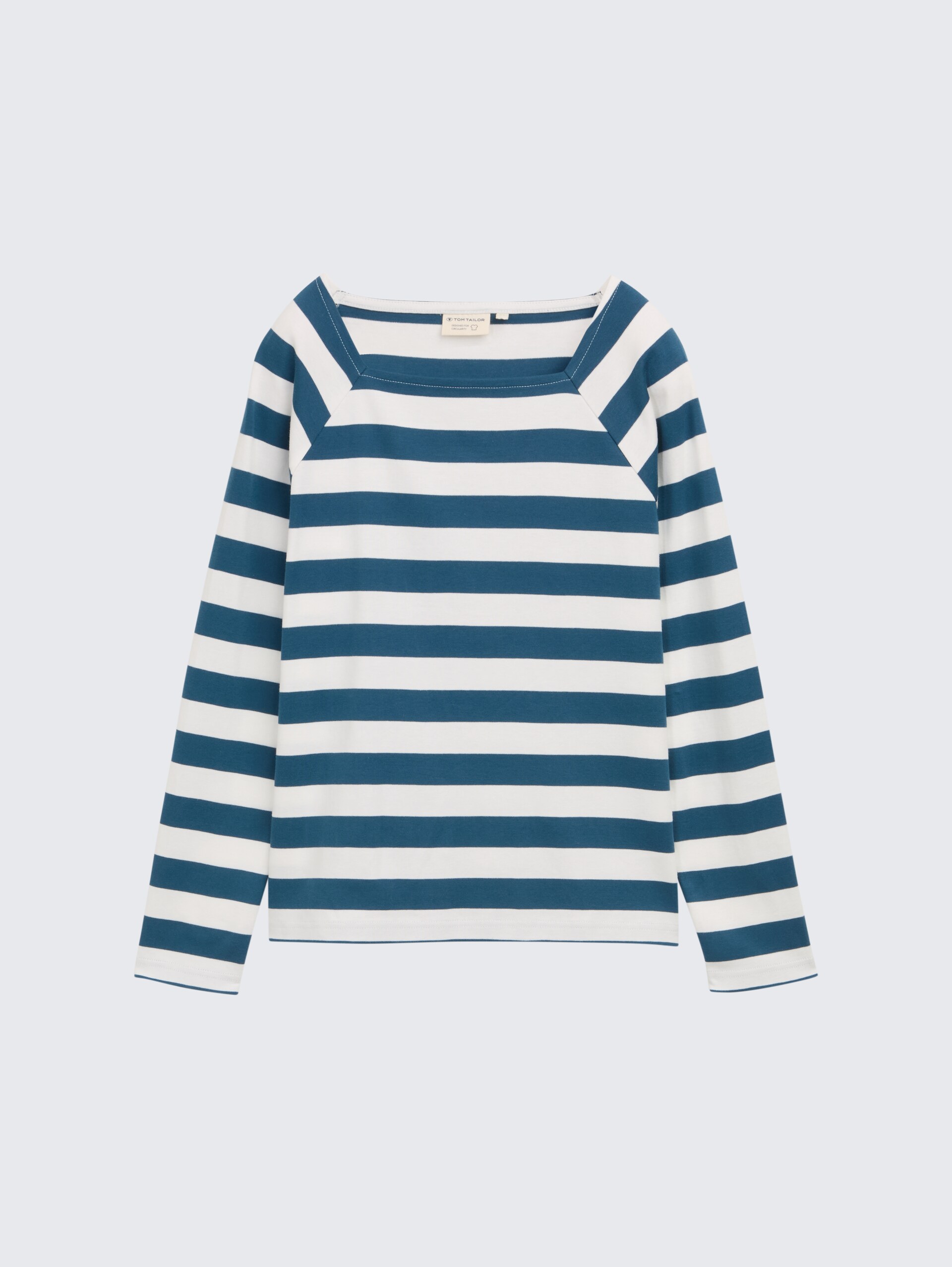 Langarmshirt mit Streifenmuster - petrol blue offwhite stripe - Vorder-Produkt-Ansicht