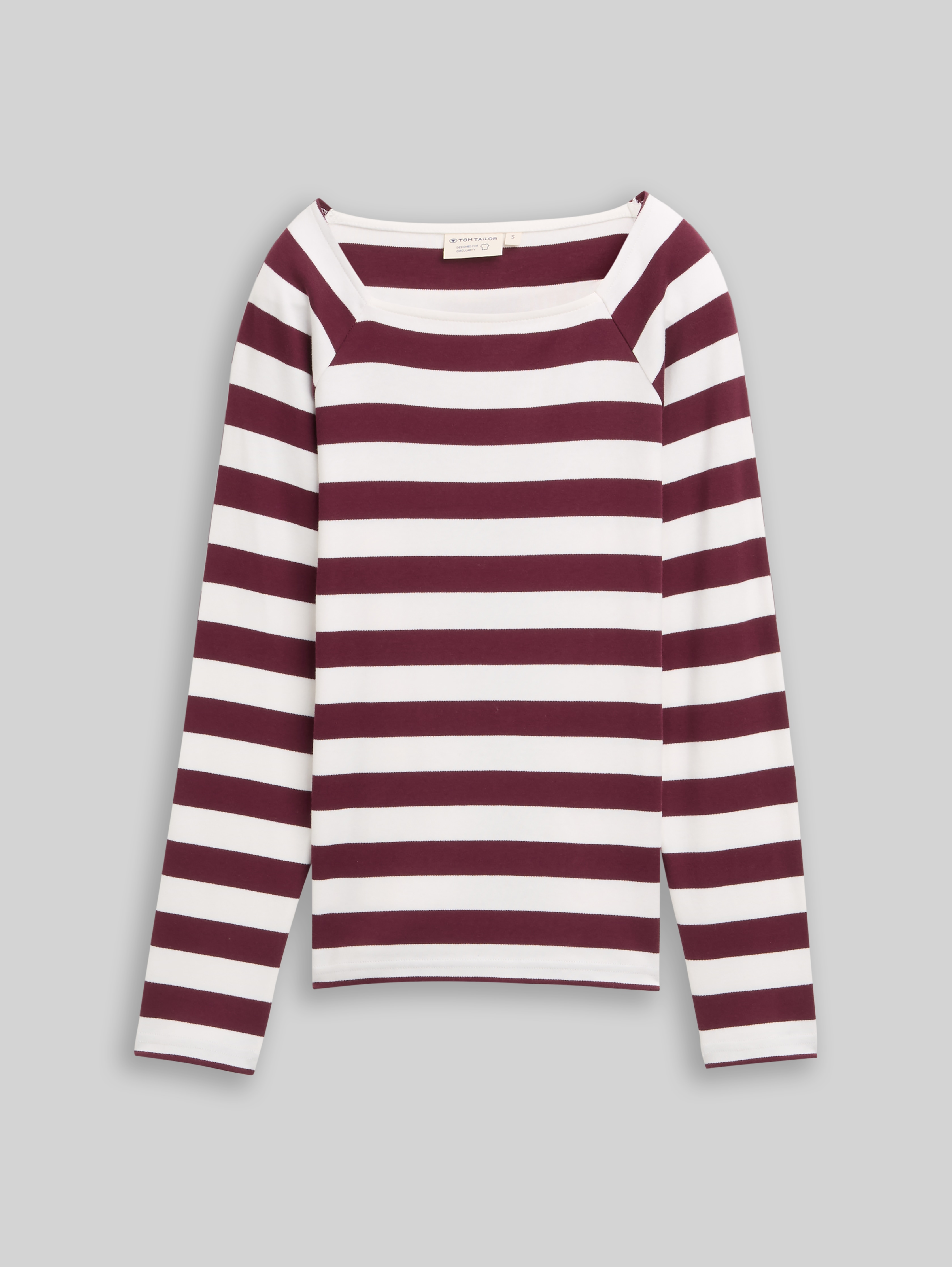 Long-sleeved shirt with striped pattern in red by Tom Tailor
