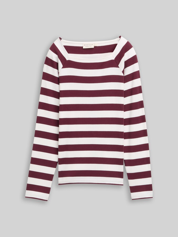 T-shirt à manches longues à rayures par Women, bordeaux offwhite stripe