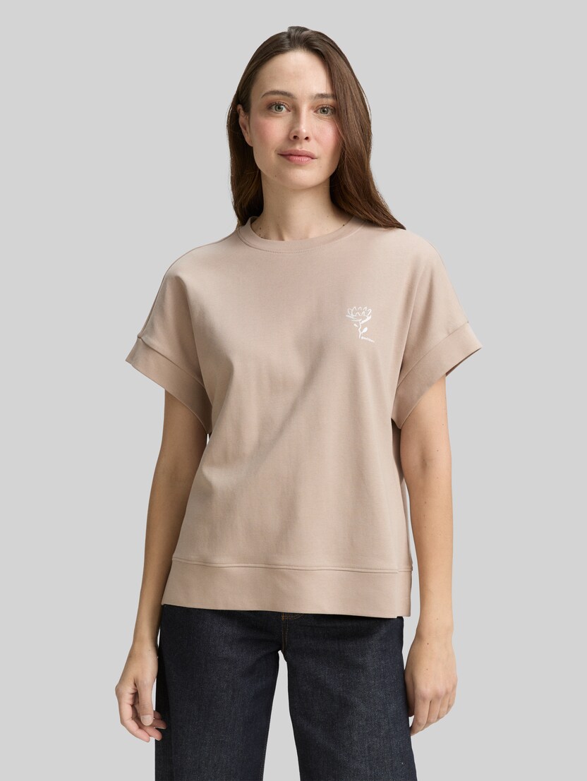 Loose Fit T-Shirt mit Print von Women, soft taupe grey