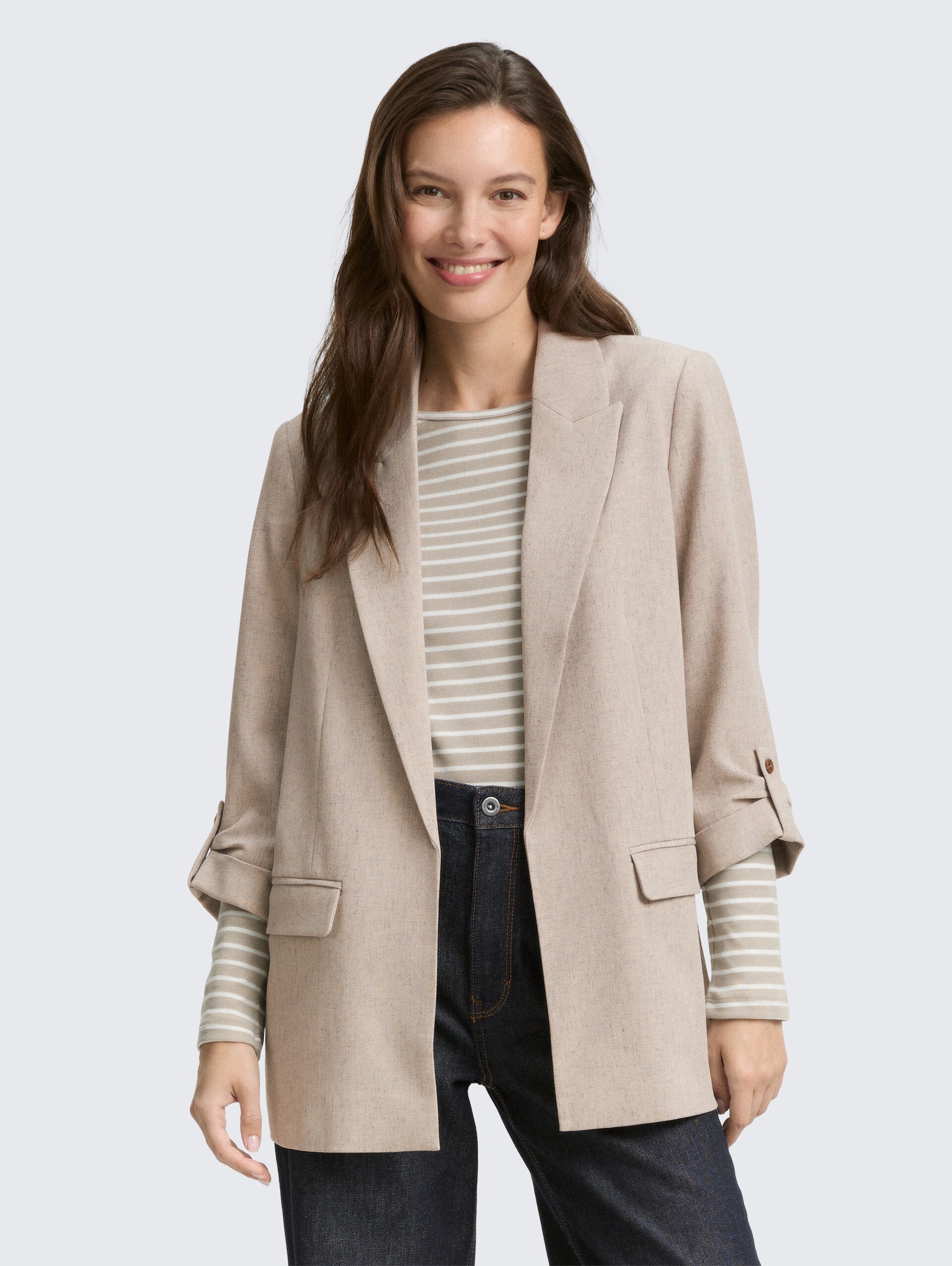 Loose Fit Blazer - taupe black structure