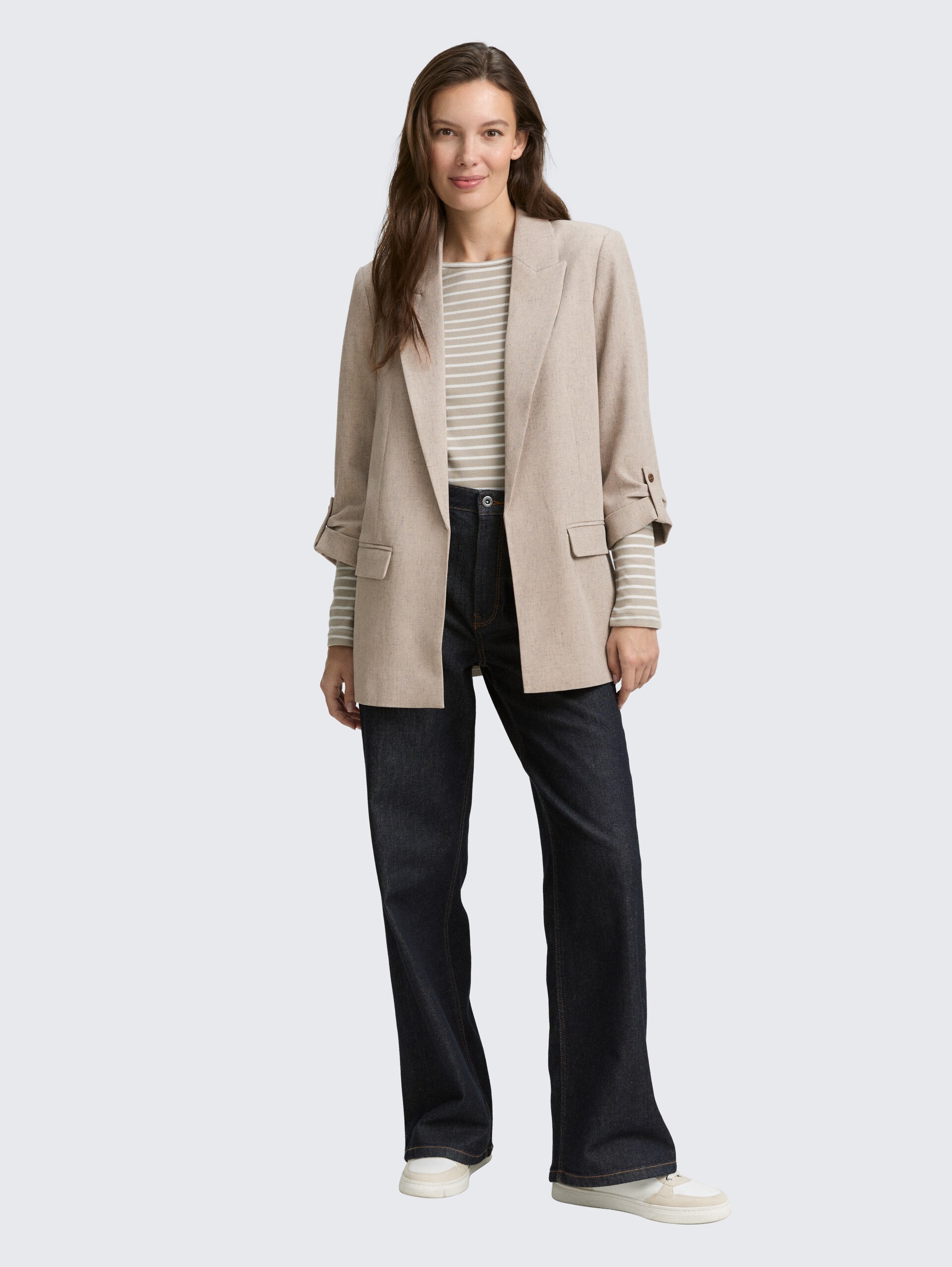 Loose Fit Blazer - taupe black structure
