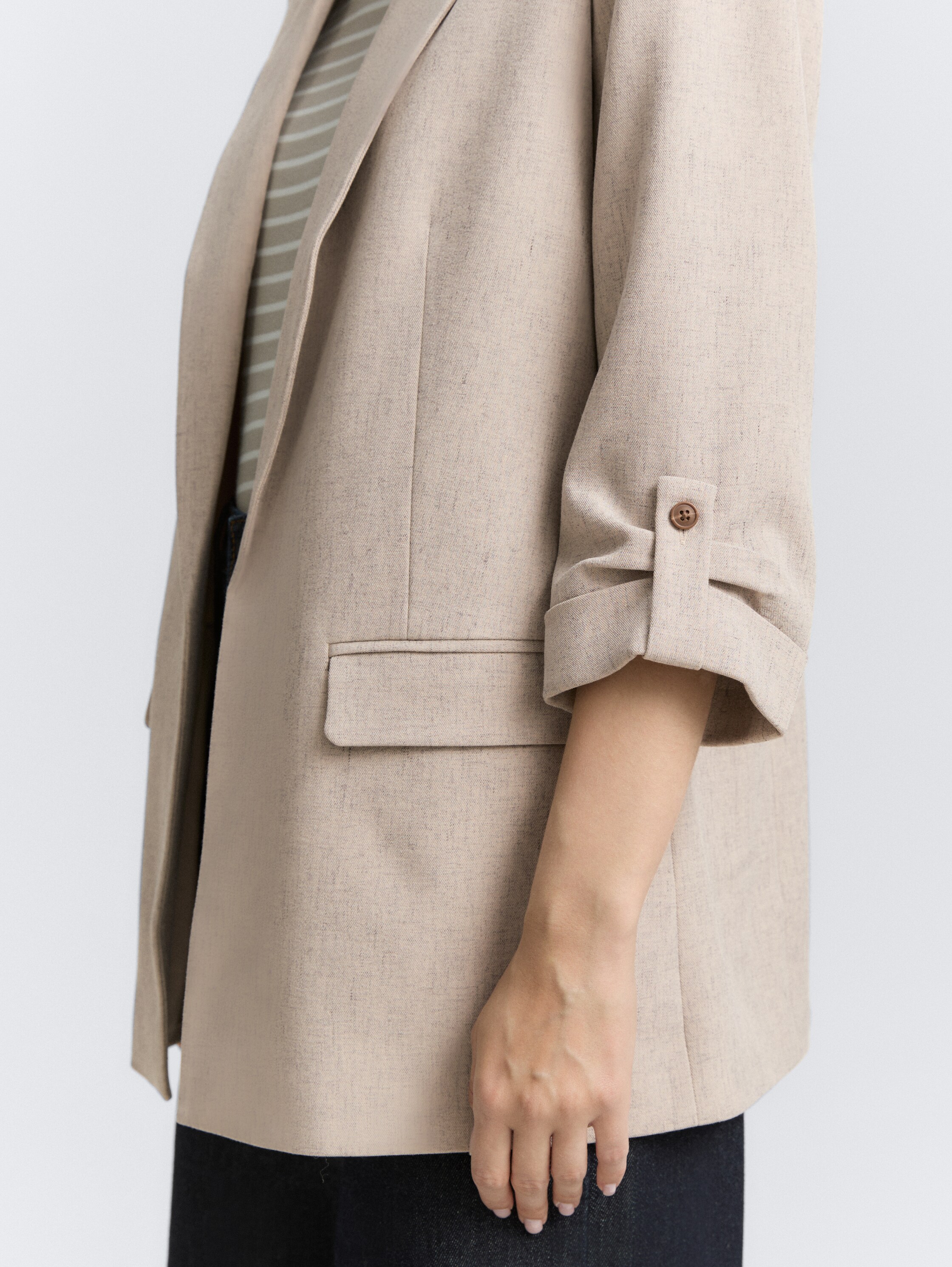 Losvallende blazer - taupe_black_structure - 