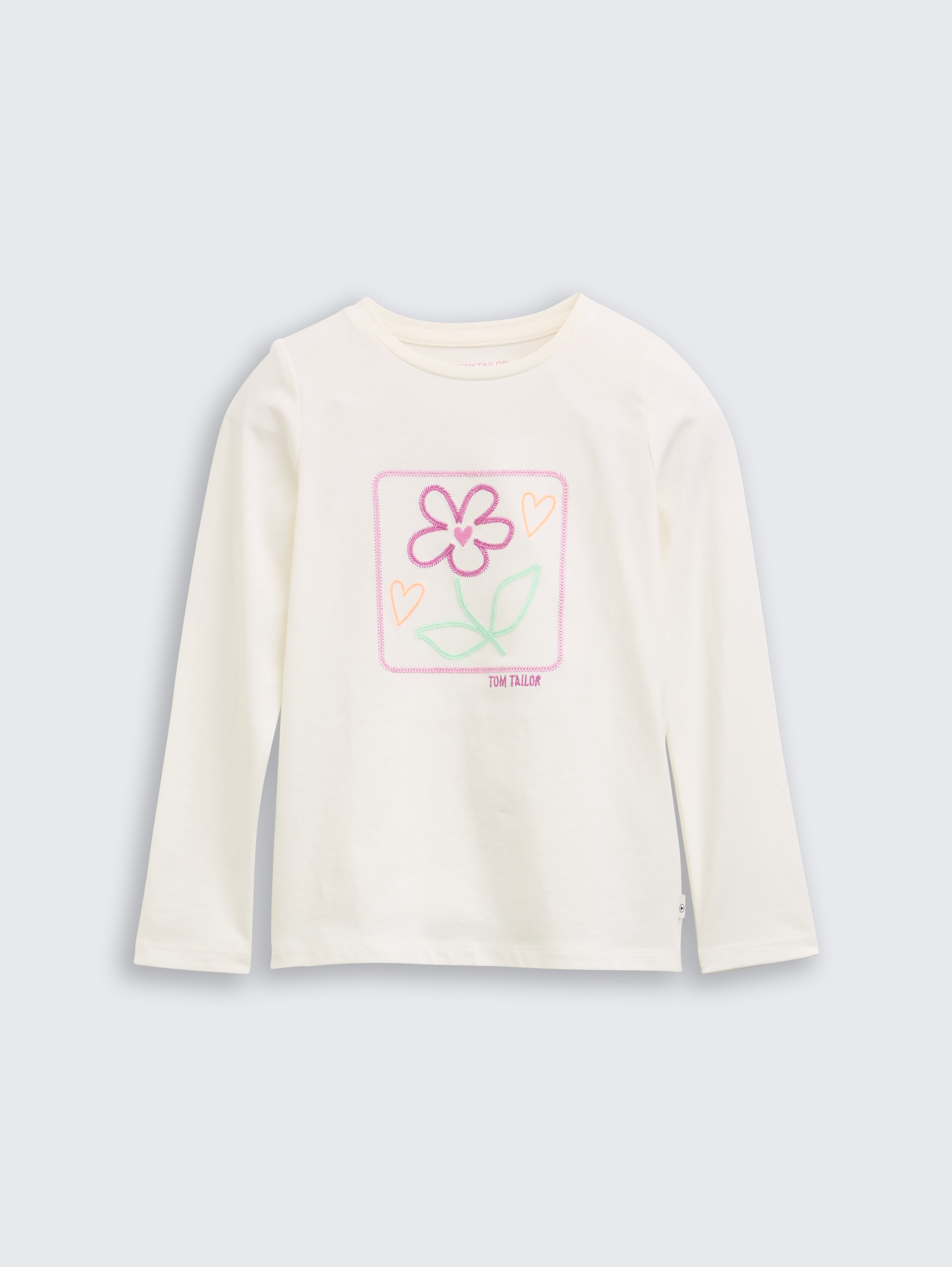 Langarmshirt mit Stickerei - weiß - Vorder-Produkt-Ansicht