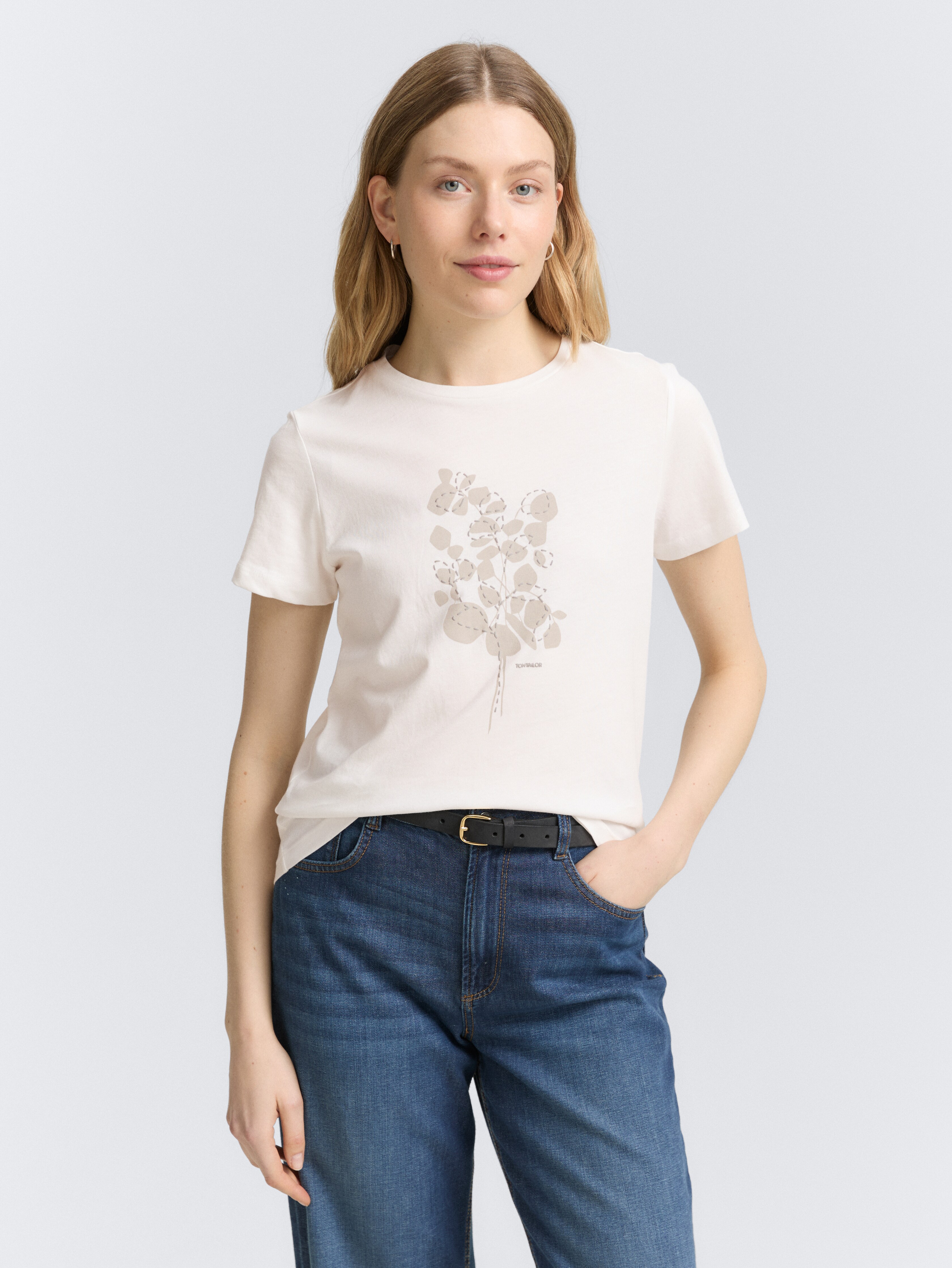 T-Shirt mit Print von Women, Whisper White