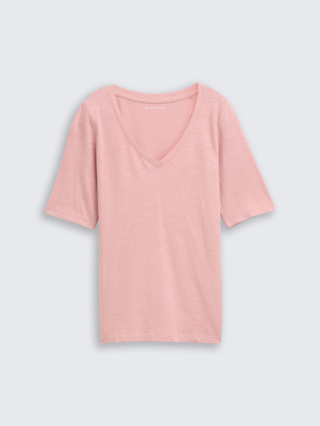 T-Shirt mit V-Ausschnitt - Morning Pink - Vorder-Produkt-Ansicht