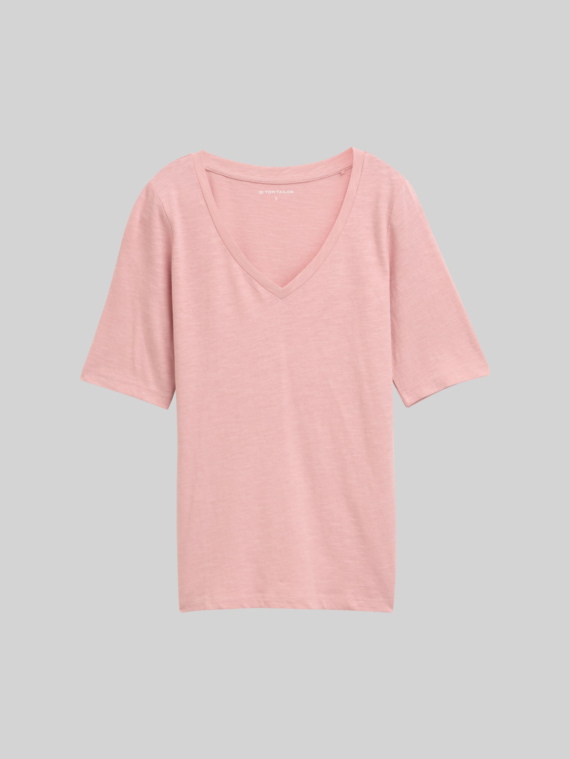 T-shirt with V-neck - Morning Pink - Front product view