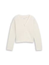 Not Selected, Cropped cardigan with V-neck by , white