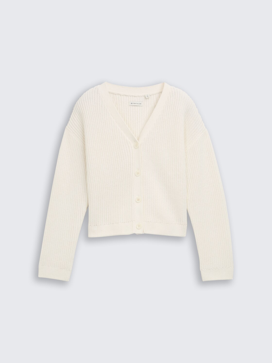 Cropped Cardigan mit V-Ausschnitt - Wool White