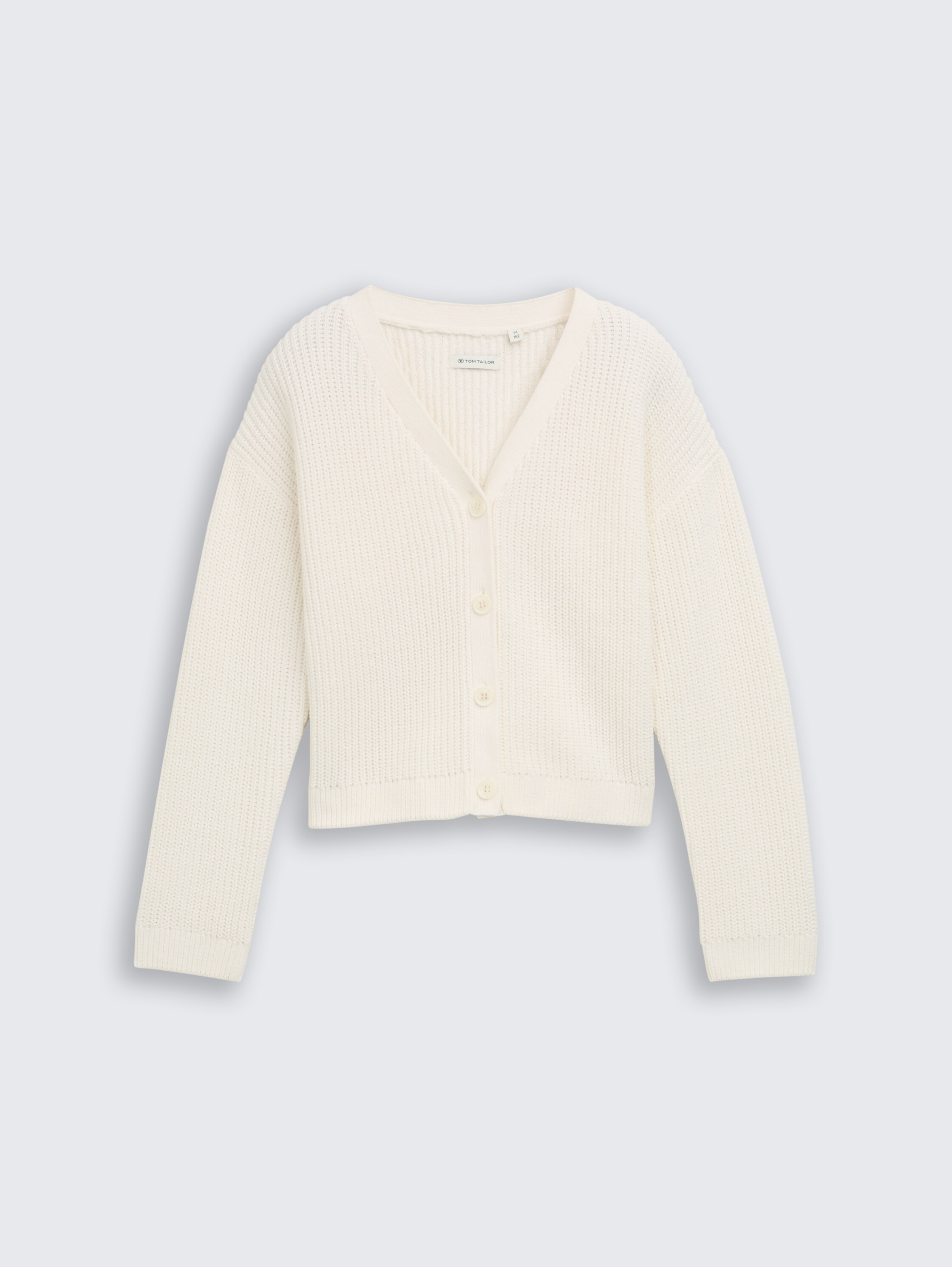 Cropped Cardigan mit V-Ausschnitt - Wool White