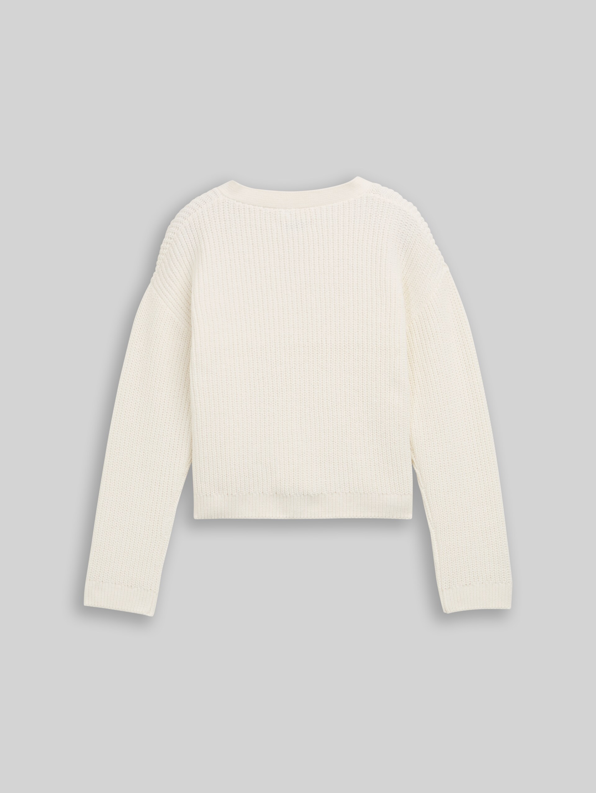 Cropped cardigan with V-neck - Wool White