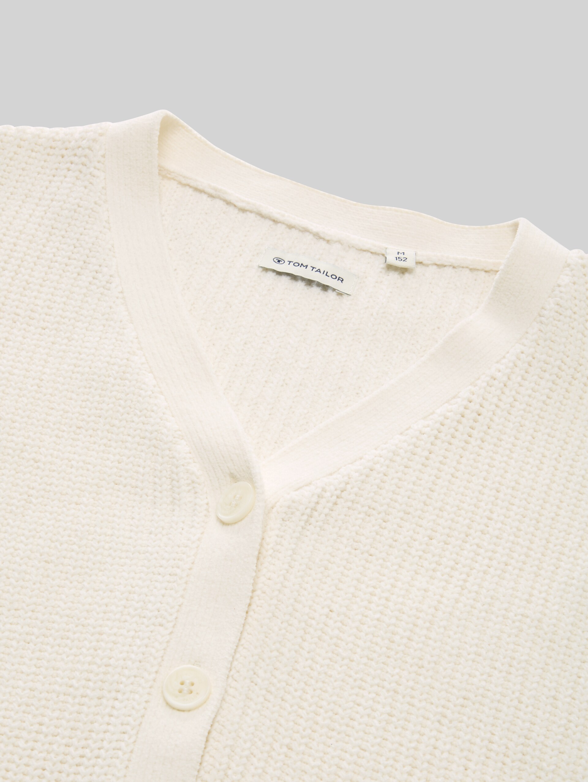 Cropped cardigan with V-neck - Wool White - Detail model view