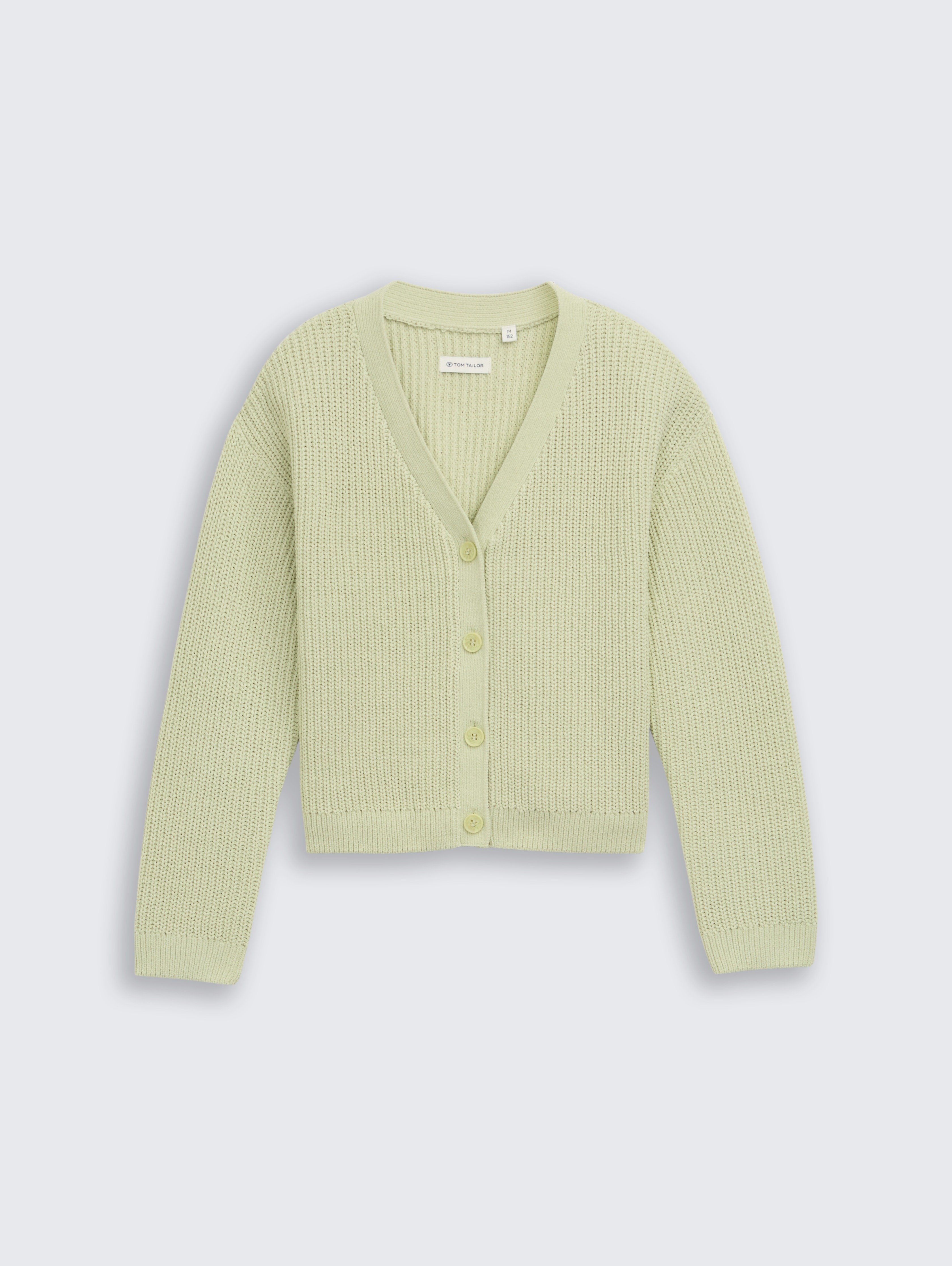 Cropped Cardigan mit V-Ausschnitt von Teen Girls, seed green
