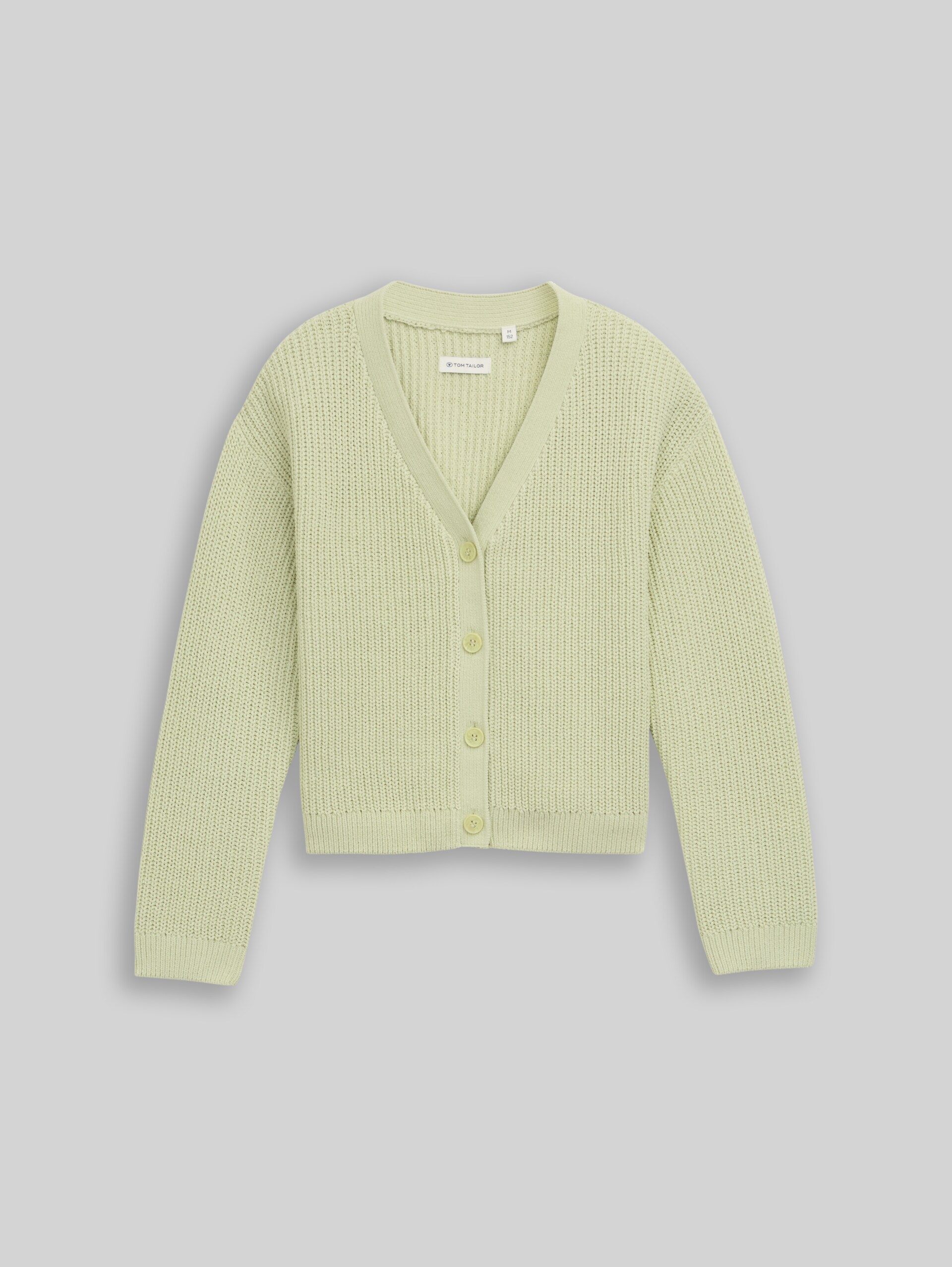 Cropped cardigan with V-neck - seed green