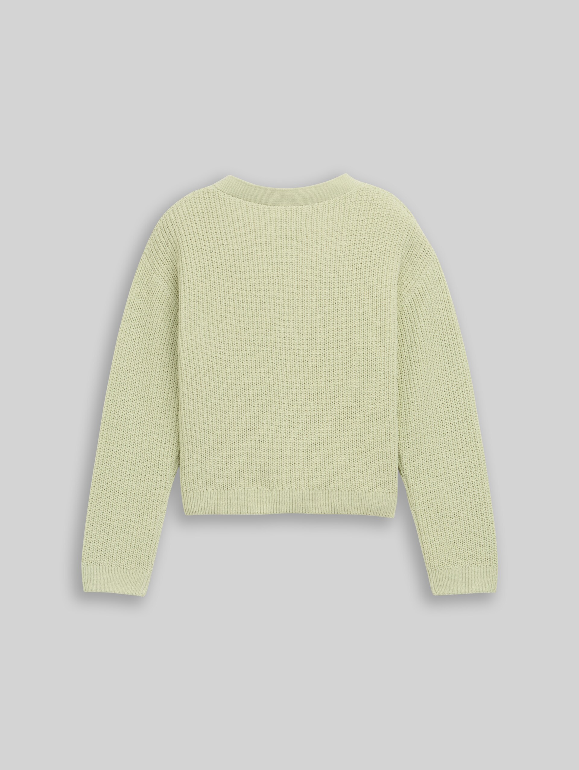 Cropped cardigan with V-neck - seed green