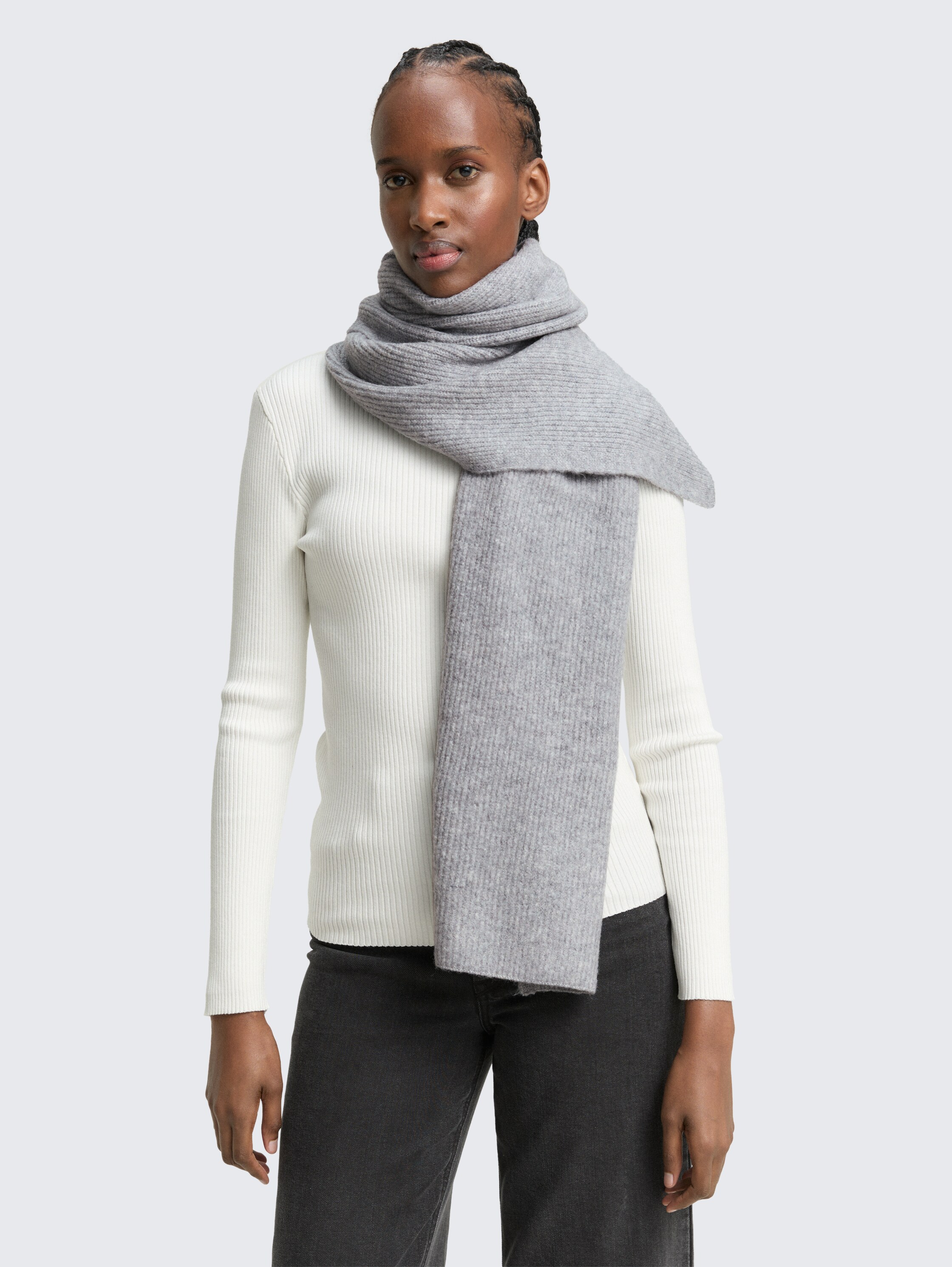 Cosy Schal in Melange-Optik - cement_grey_mlange - 