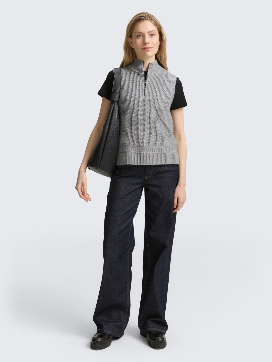 Troyer Pullunder - medium silver grey melange - Model-Vorderansicht