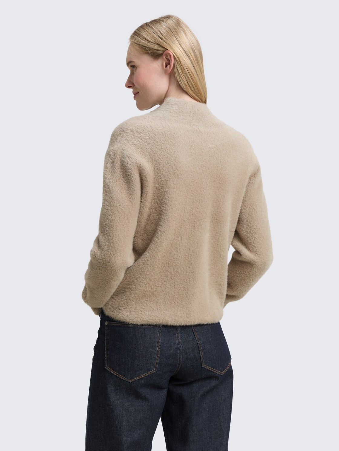 Cardigan aus Federgarn - soft taupe grey