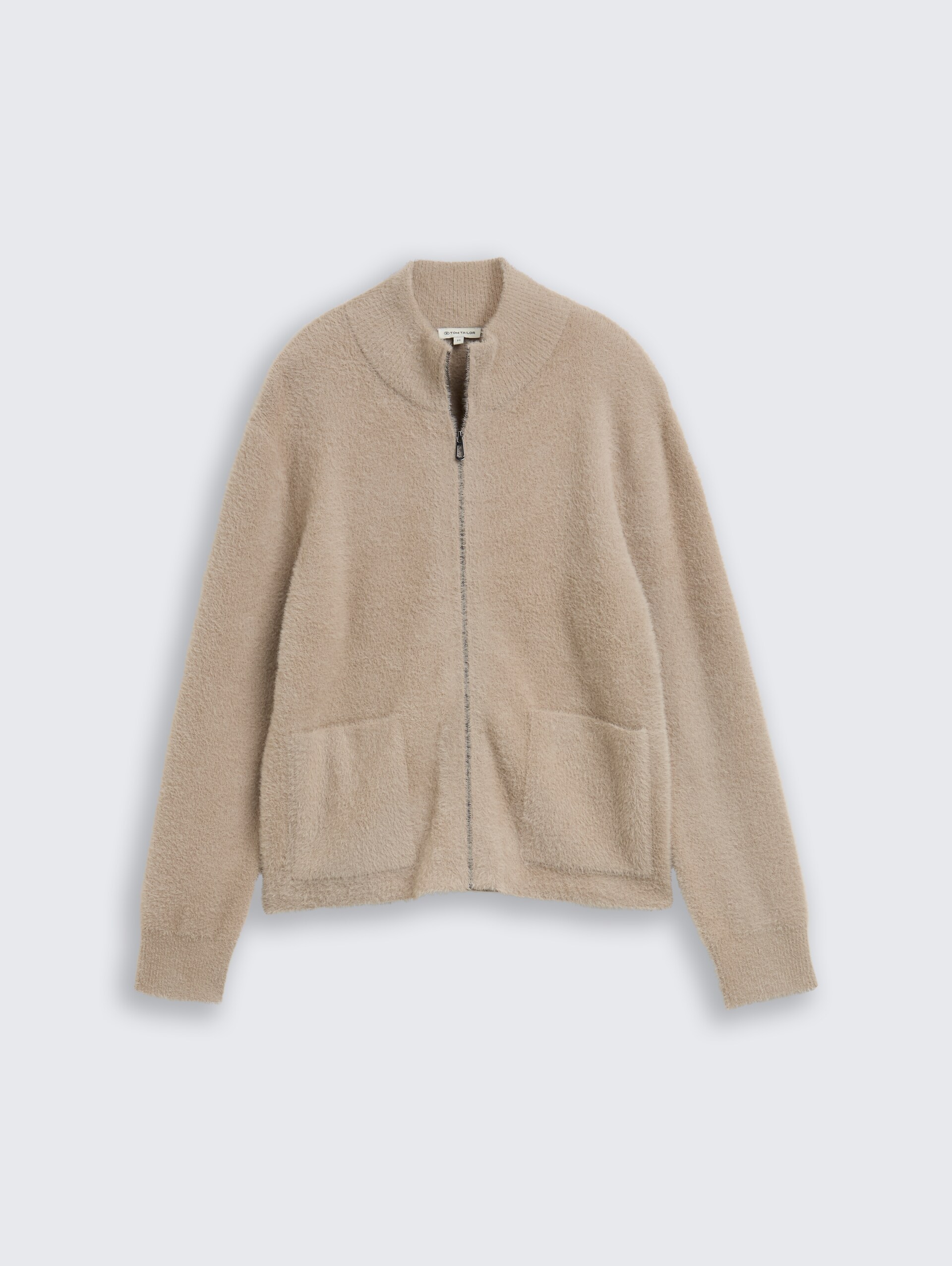 Cardigan aus Federgarn - soft taupe grey