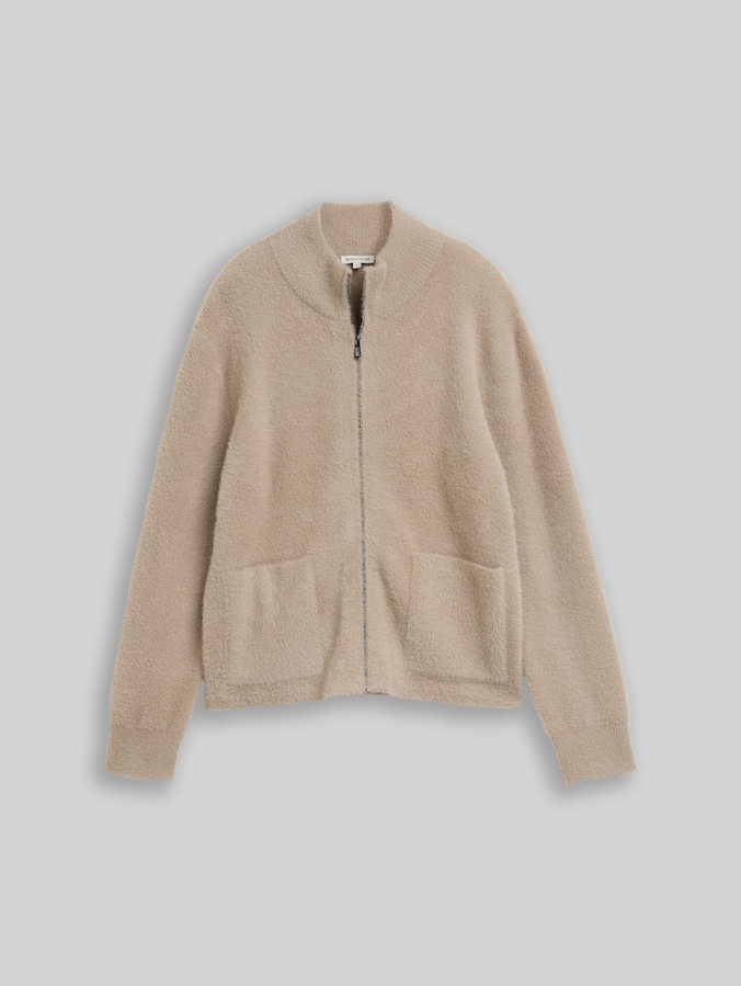 Cardigan aus Federgarn von Women, soft taupe grey