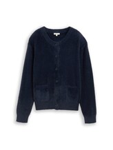 Not Selected, Feather yarn cardigan with button placket by , blue