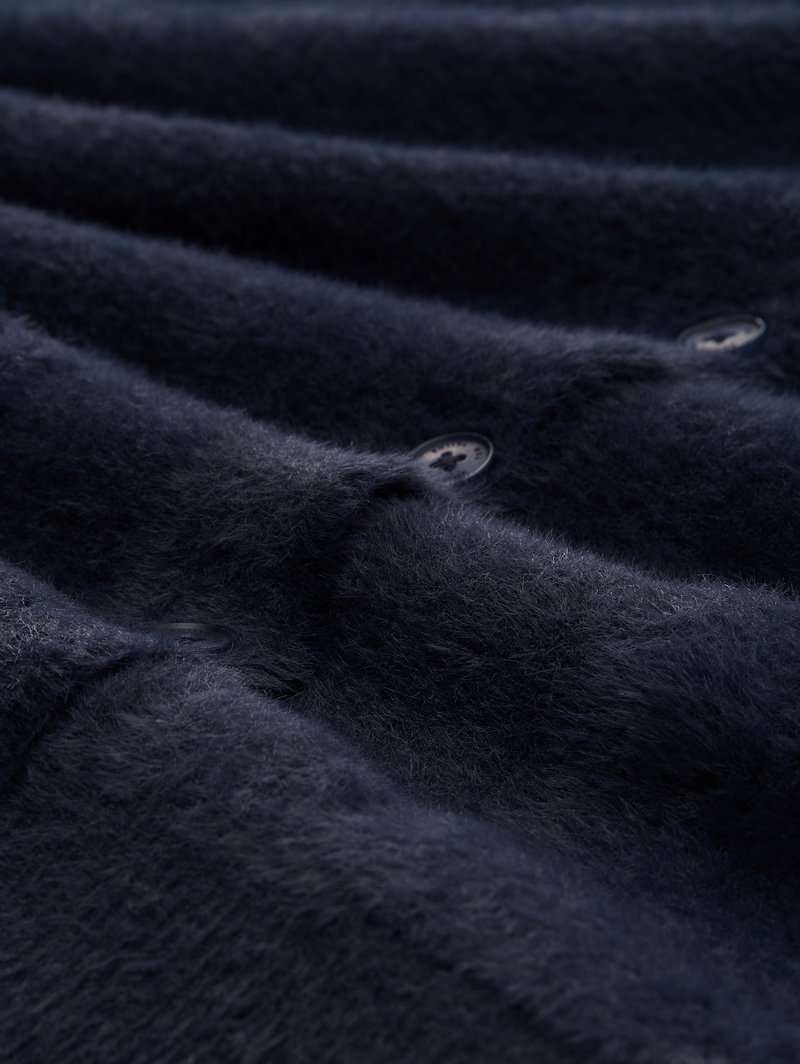 Feather yarn cardigan with button placket - Lunar Eclipse - Material view