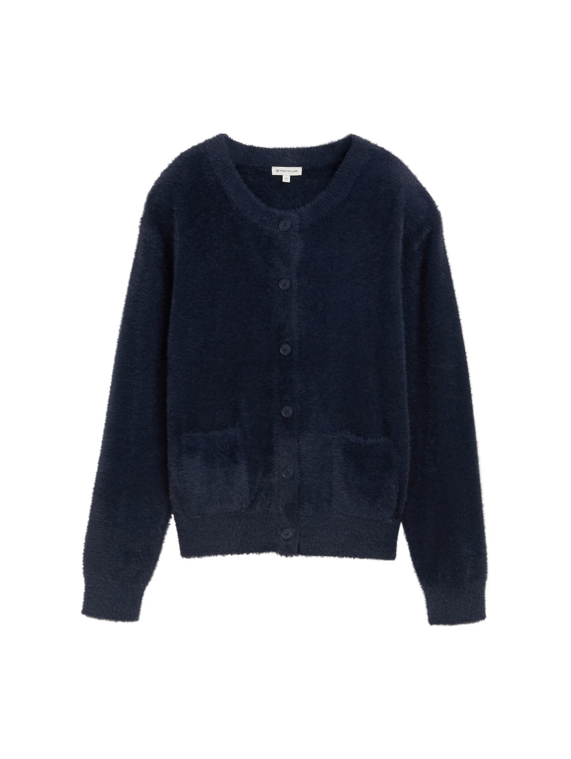 Feather yarn cardigan with button placket - Lunar Eclipse