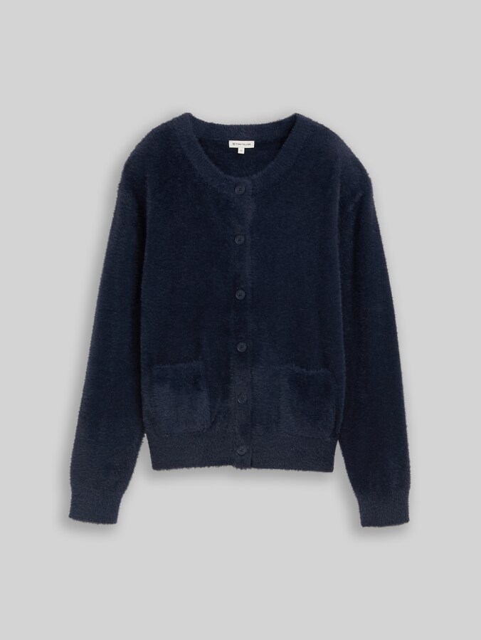 Feather yarn cardigan with button placket by Women, Lunar Eclipse