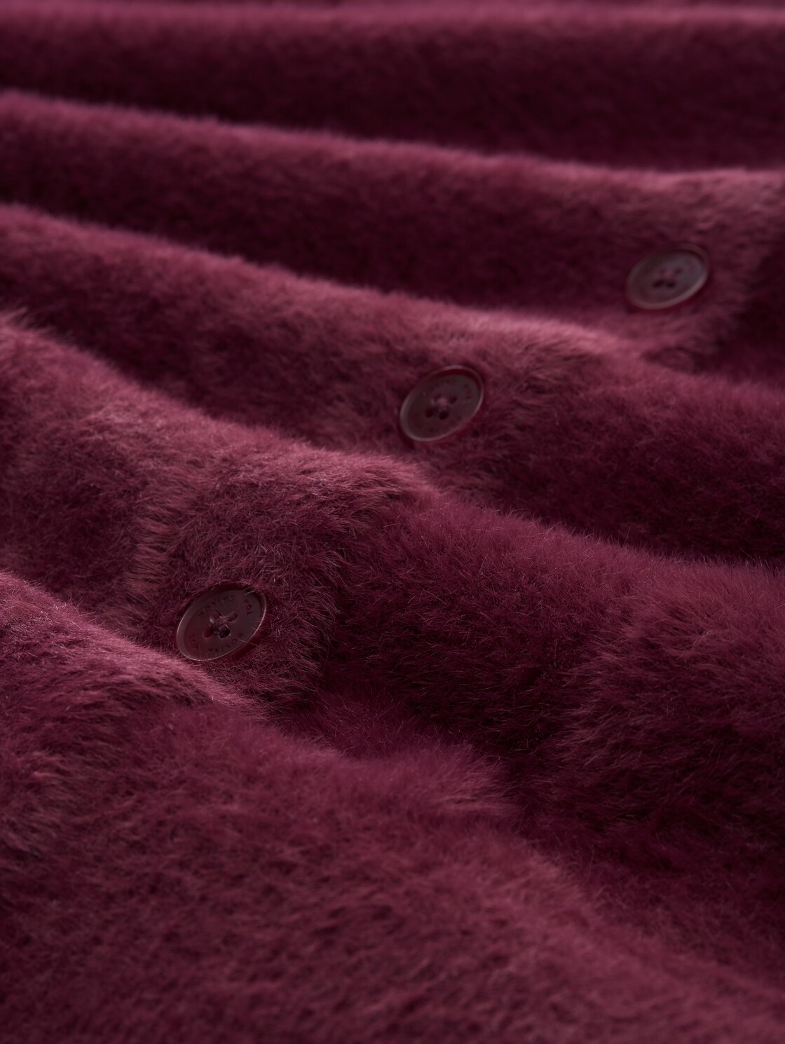 Federgarn-Cardigan mit Knopfleiste - bordeaux red - Material-Ansicht