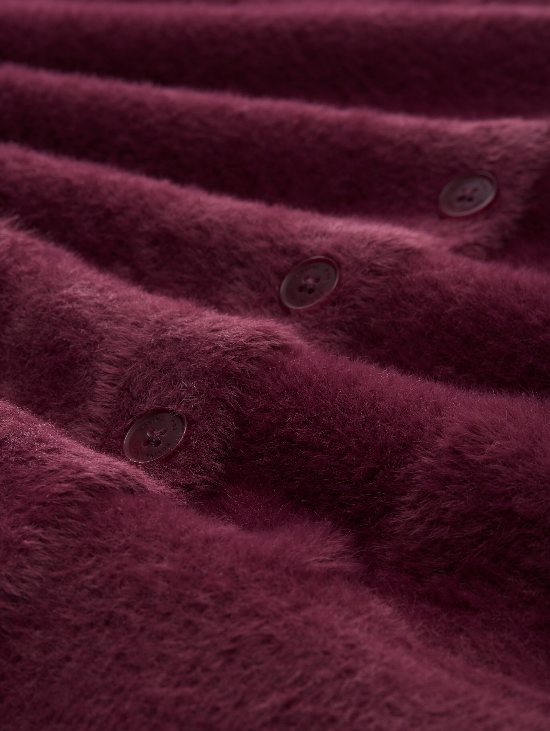 Federgarn-Cardigan mit Knopfleiste - bordeaux red - Material-Ansicht