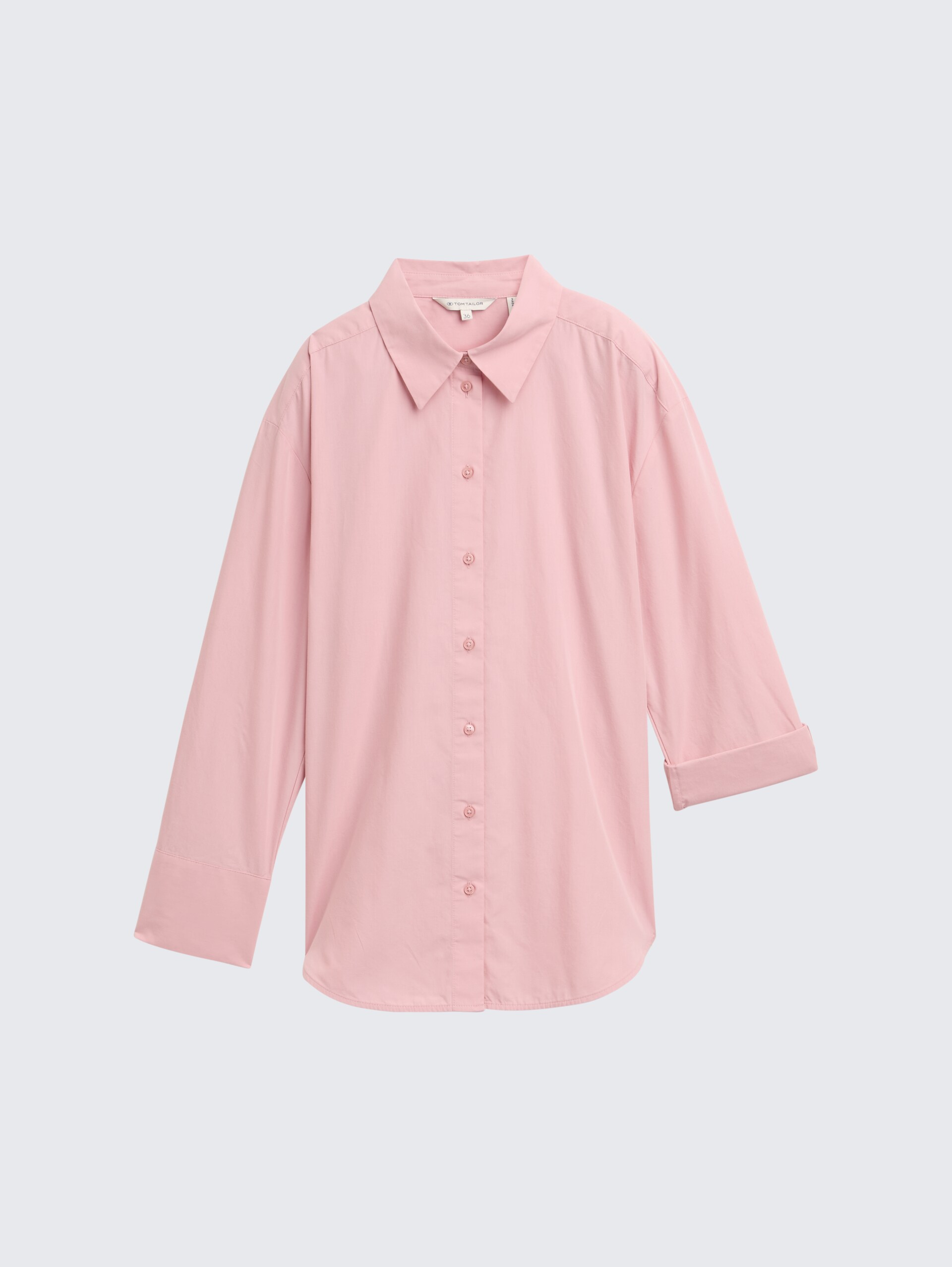 Loose Fit Popeline Hemdbluse - Morning Pink - Vorder-Produkt-Ansicht