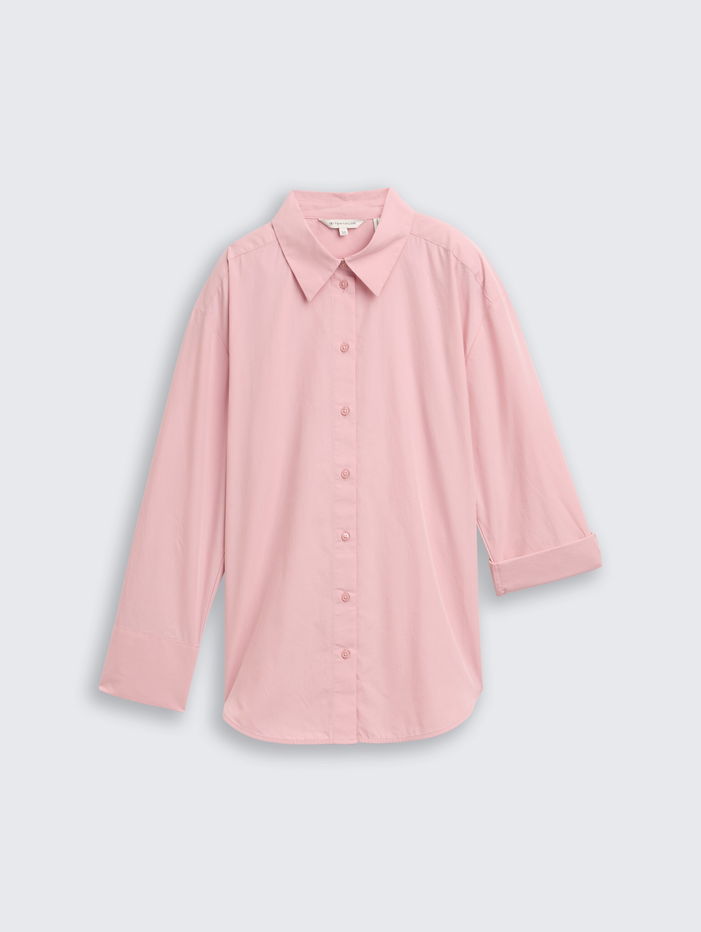 Losvallende popeline overhemdblouse - morning_pink - 