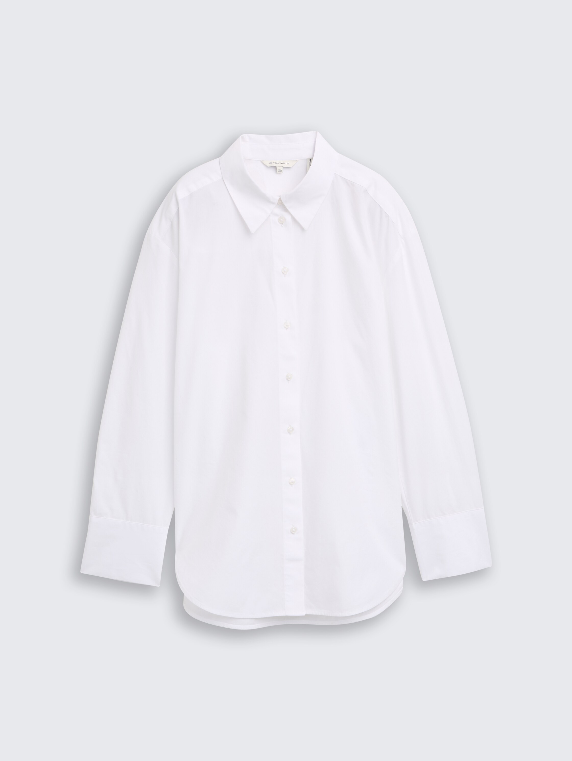 Loose fit poplin shirt blouse - White - Front product view