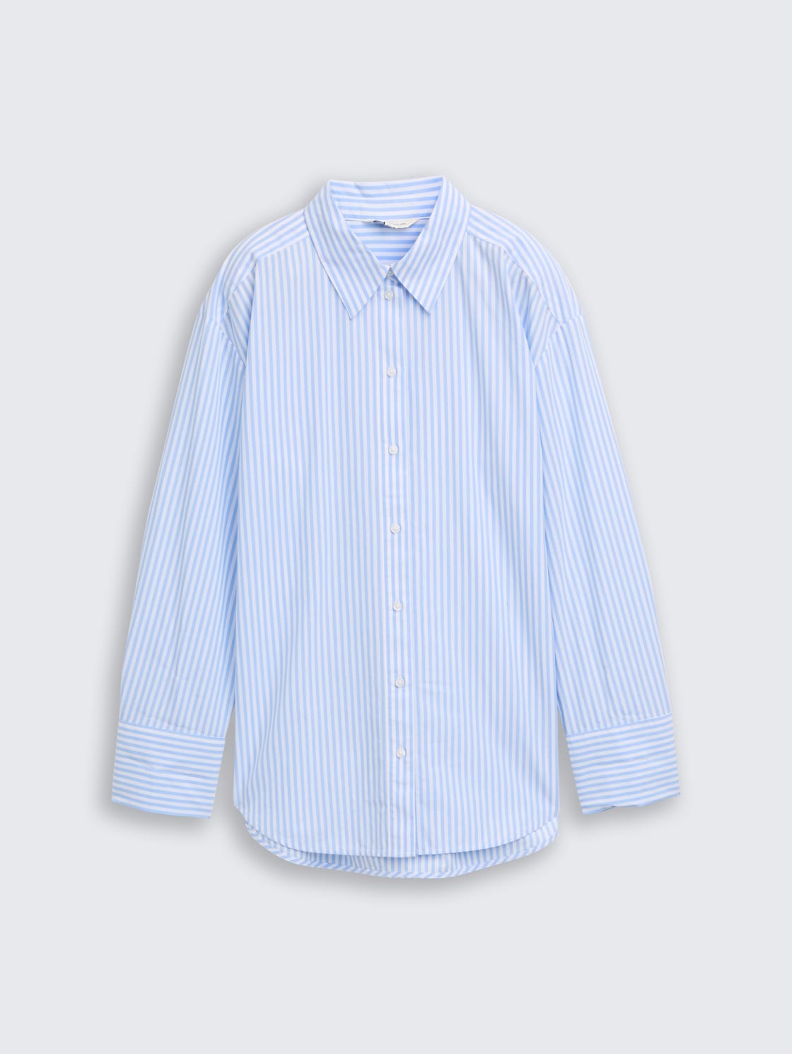 Loose Fit Popeline Hemdbluse - dreamy blue white small stripe - Vorder-Produkt-Ansicht