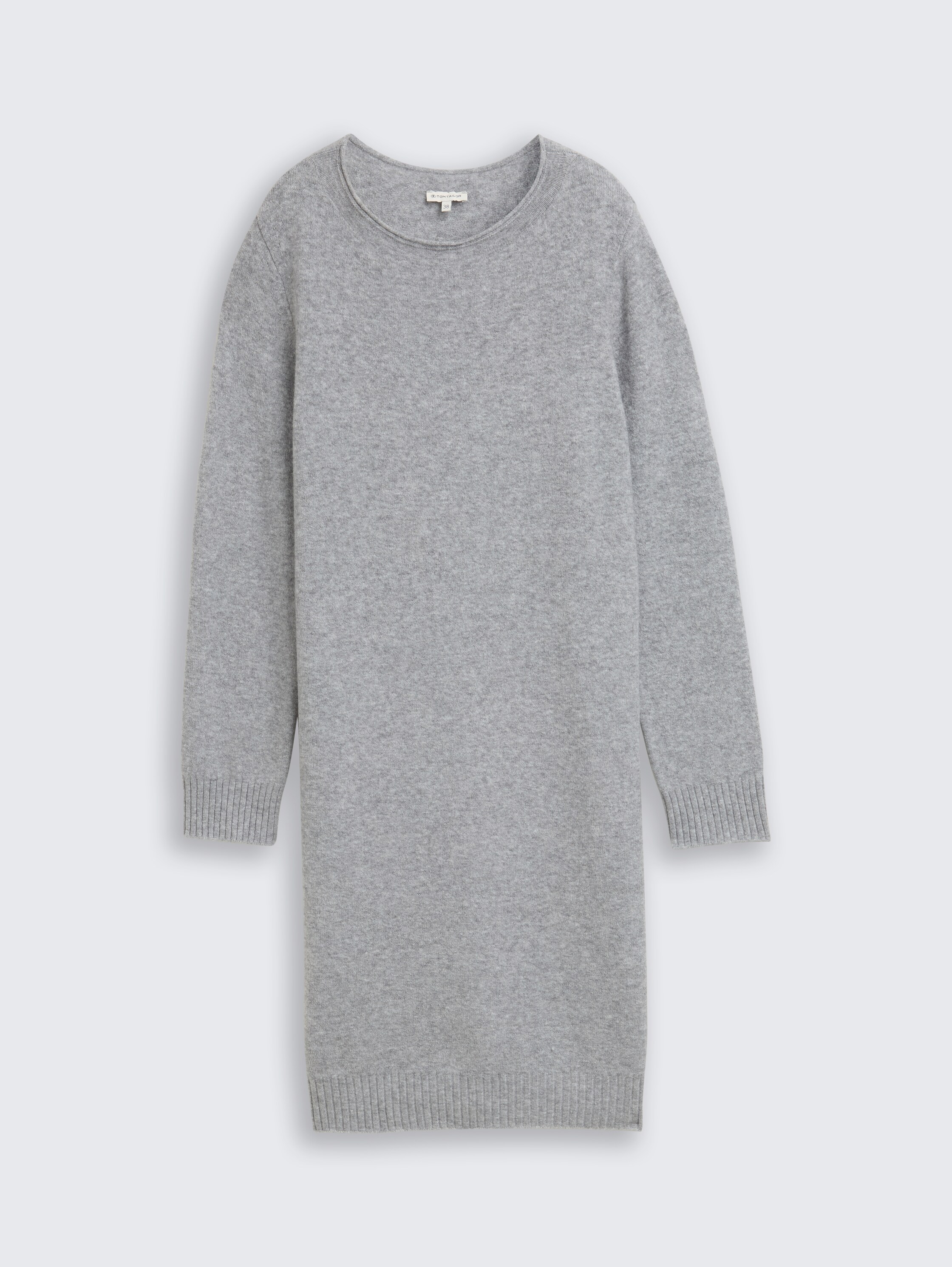 Knitted dress with boat neckline - medium_silver_grey_melange - 