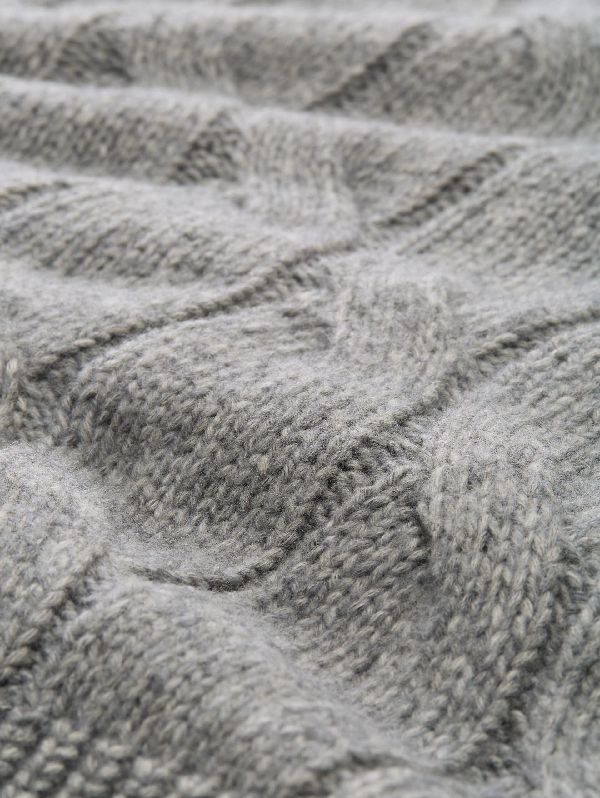 Rollkragenpullover mit Zopfmuster - medium silver grey melange - Material-Ansicht