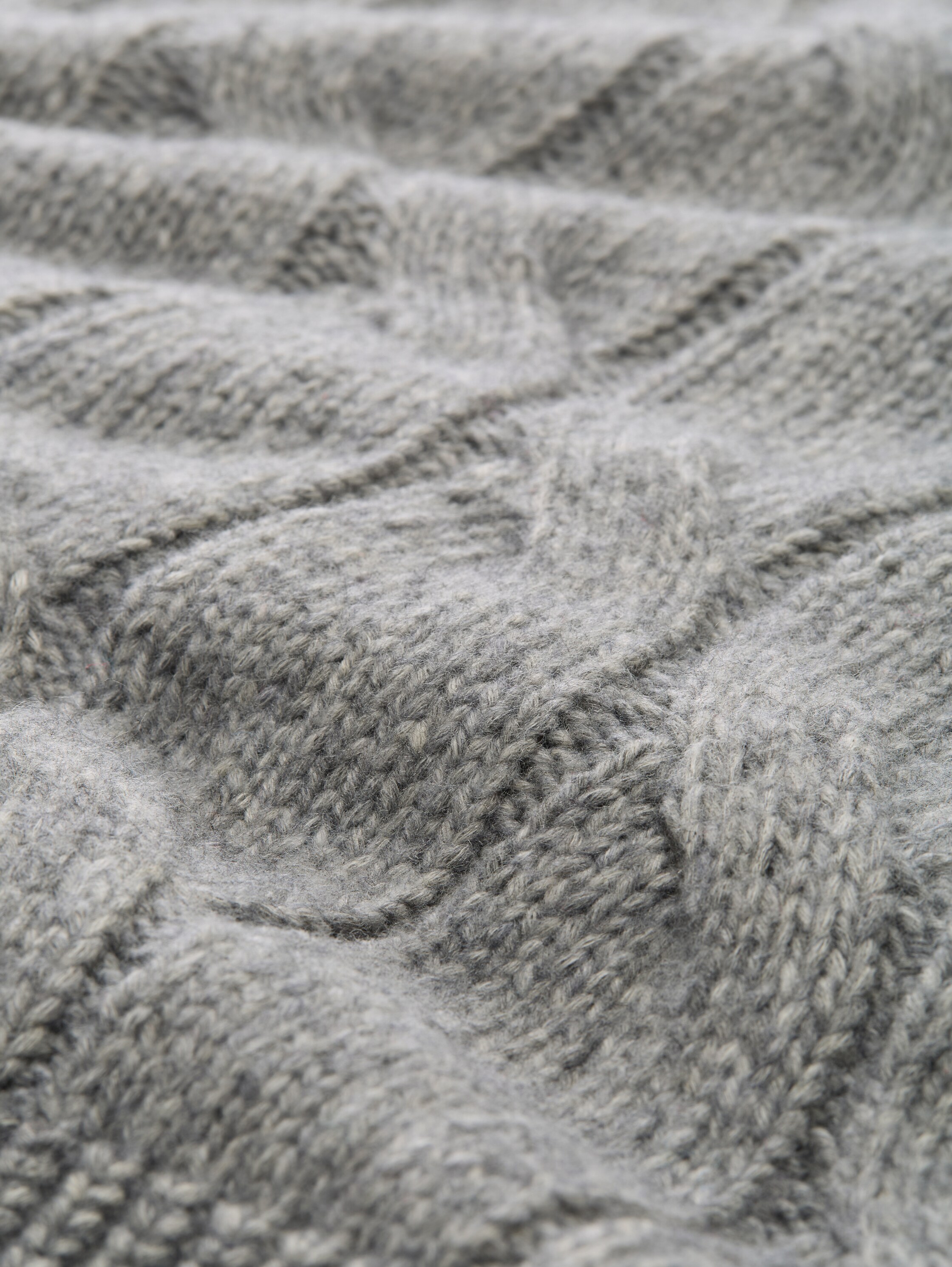 Turtleneck jumper with cable knit pattern - medium_silver_grey_melange - 