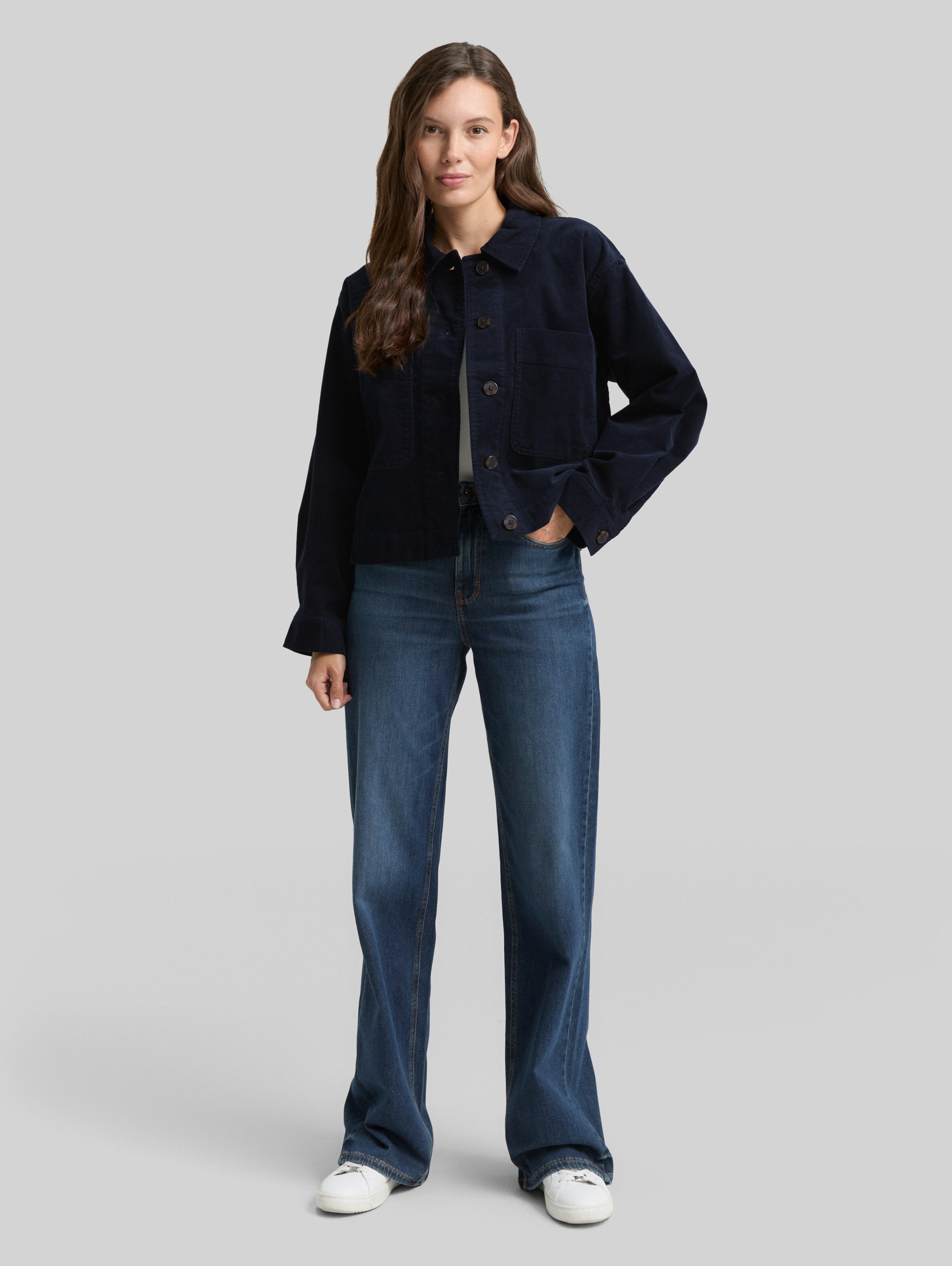 Oversize corduroy jacket in blue by Tom Tailor