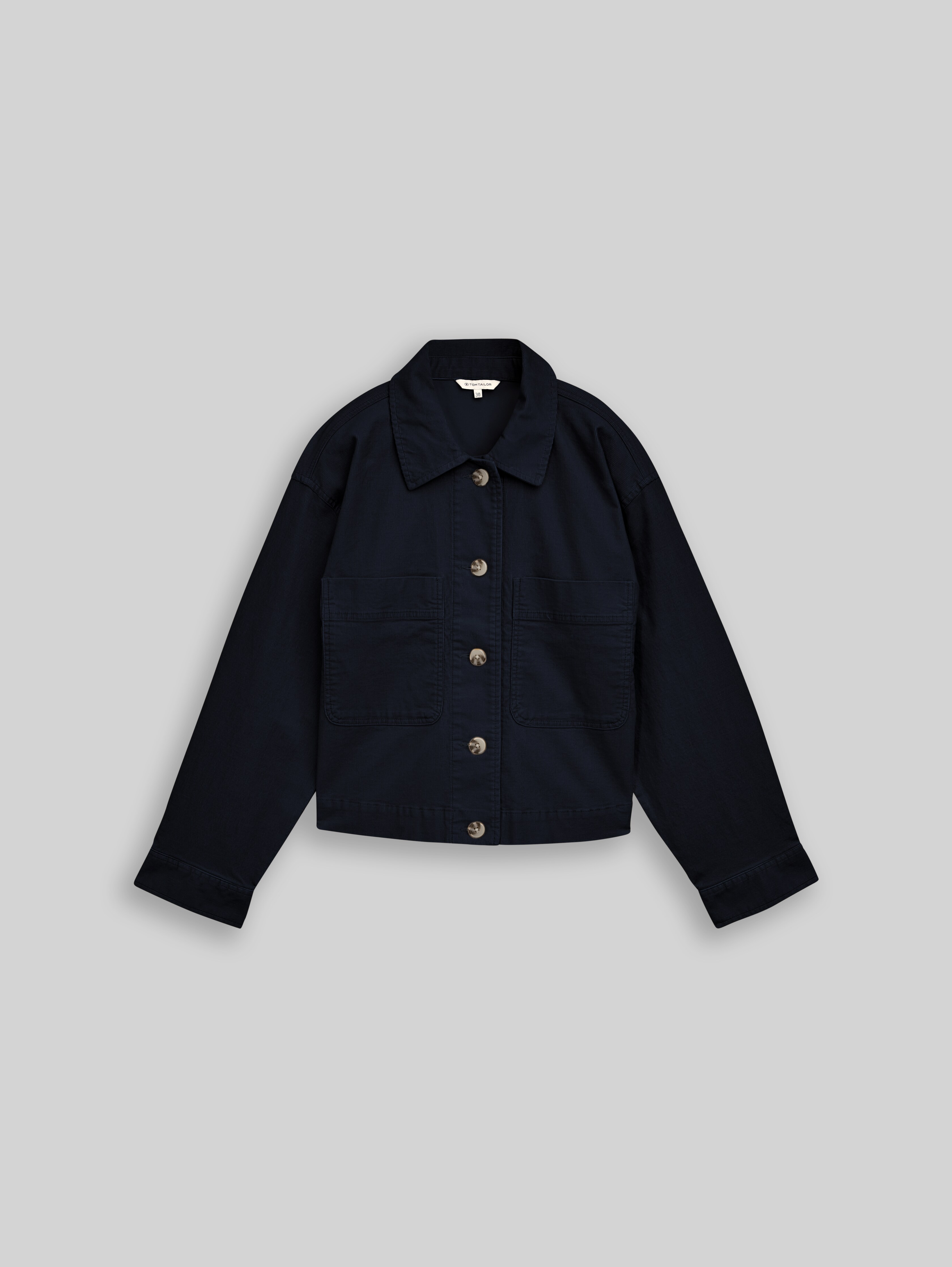 TOM TAILOR Denim Blazer Damen – Loose Fit, Karomuster, Mit Logo-Patch, Aus Weicher Polyestermischung