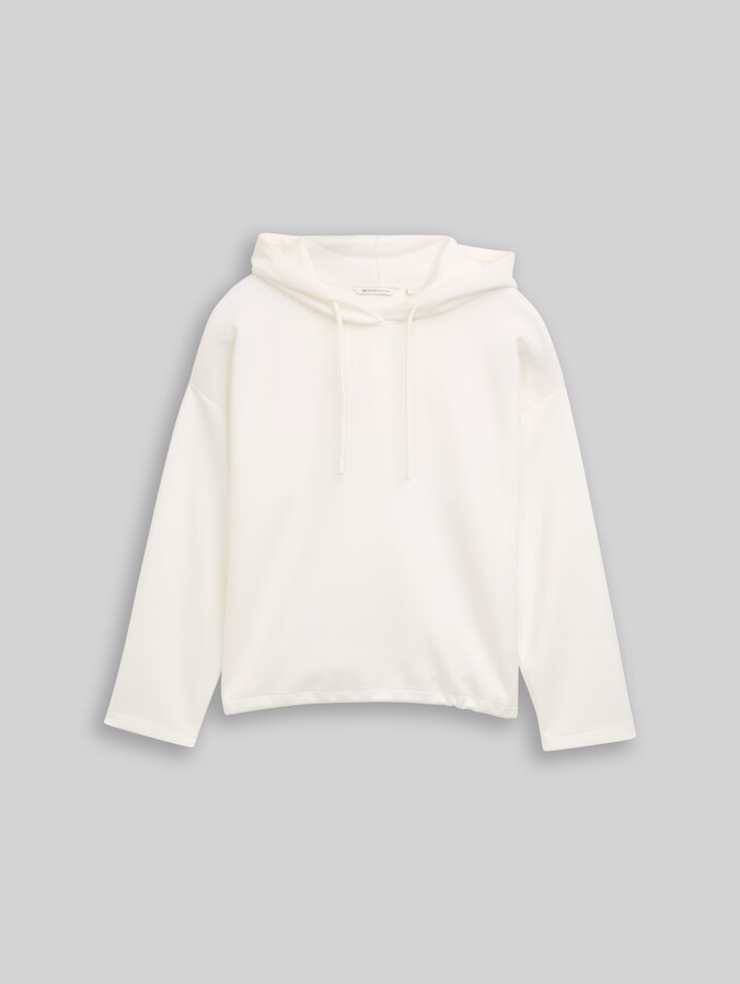 Loose Fit Scuba Hoodie Sweatshirt von Denim Female, Whisper White