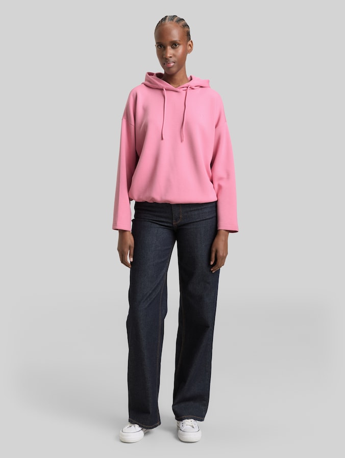 Loose fit scuba hoodie door Denim Female, Soft Blush Rose